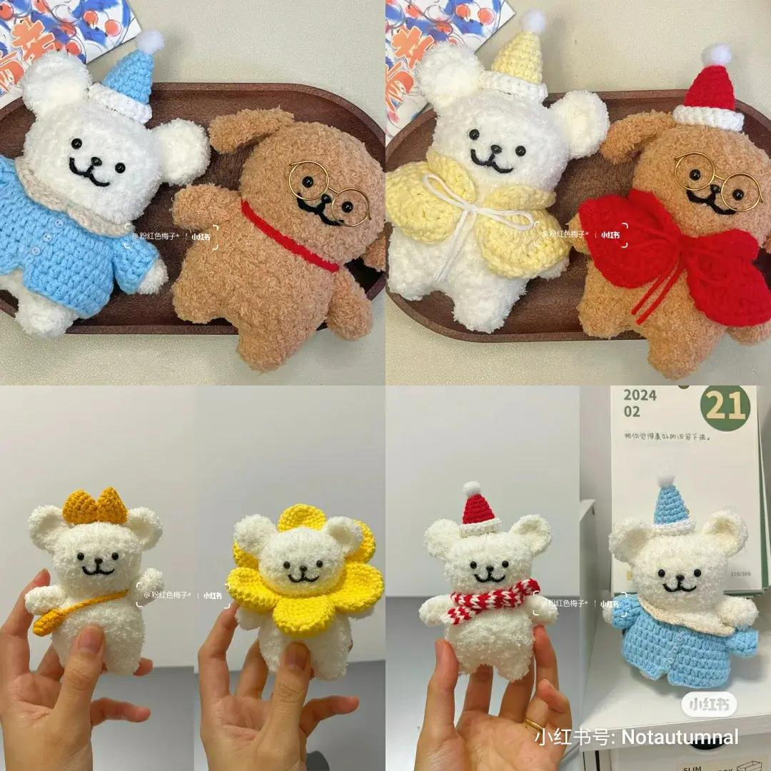 Crochet Pattern Chart for Cute Line Dog and Chicken Suit Amigurumi