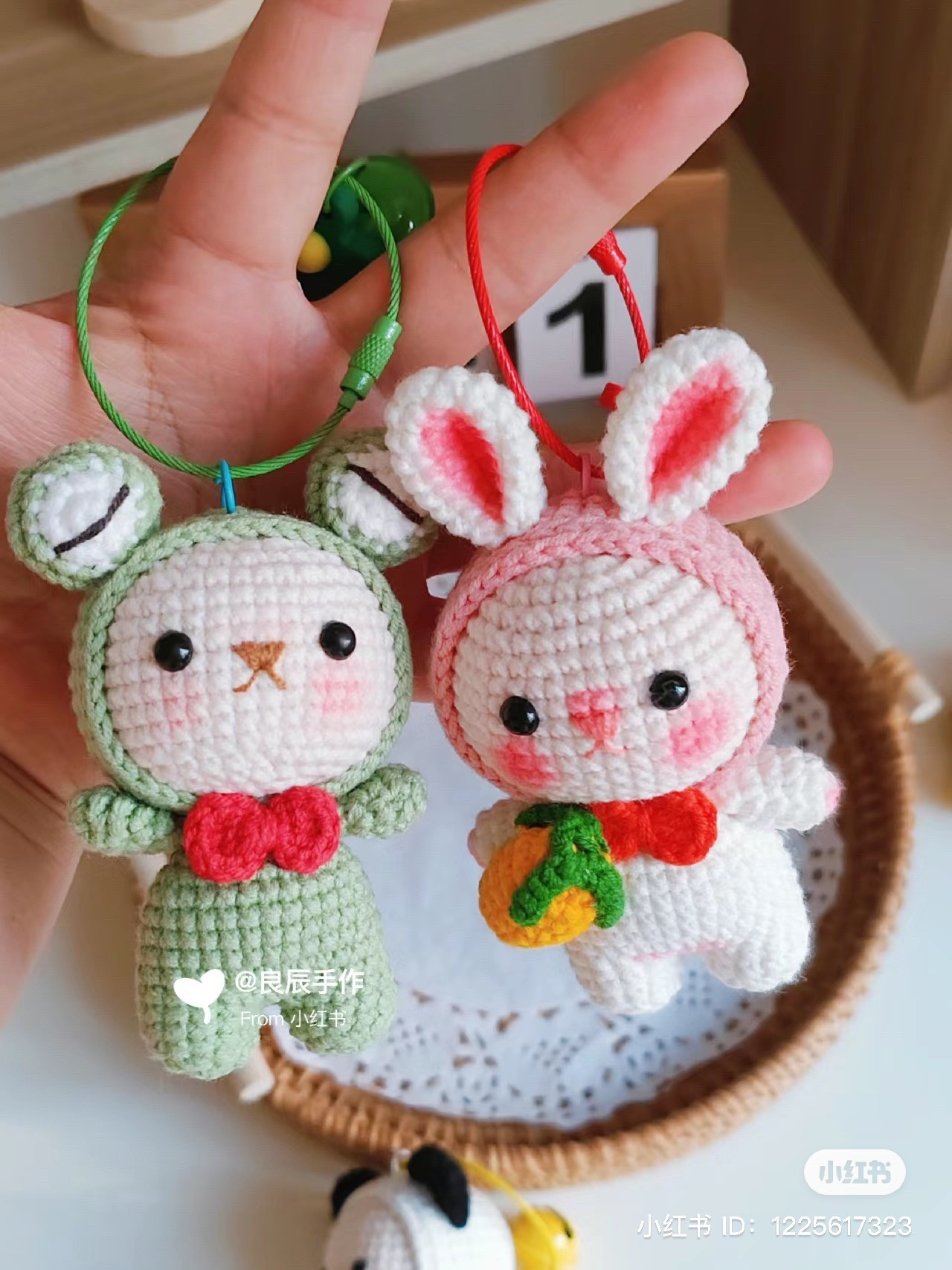 Crochet Pattern Chart for Four Cute Animal Amigurumi Keychains