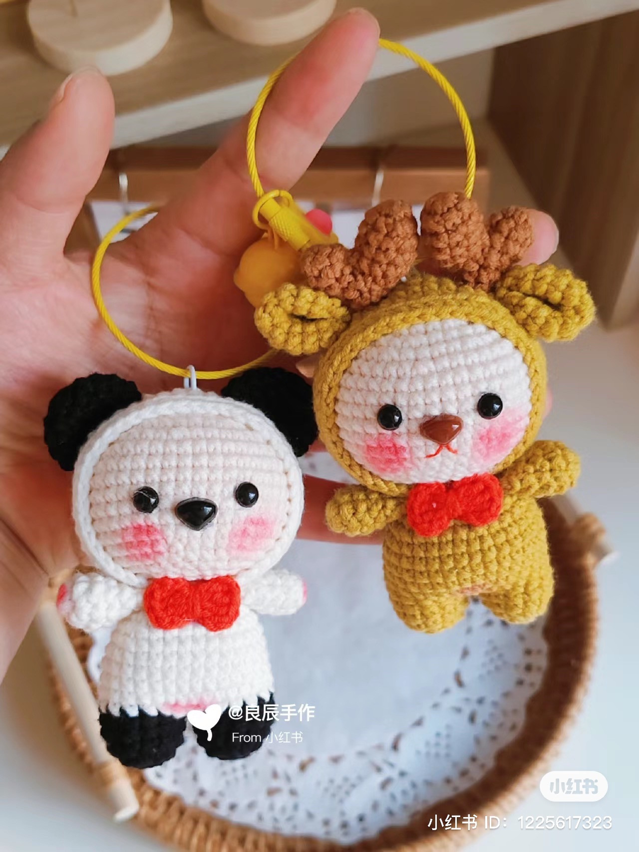 Crochet Pattern Chart for Four Cute Animal Amigurumi Keychains