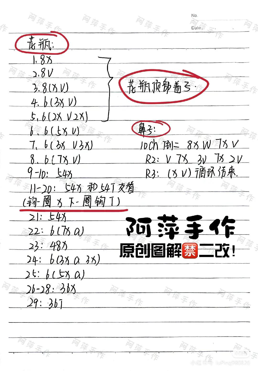 Crochet Pattern Chart for Fox Mask and Flower Dog Head Doll Amigurumi Tutorial