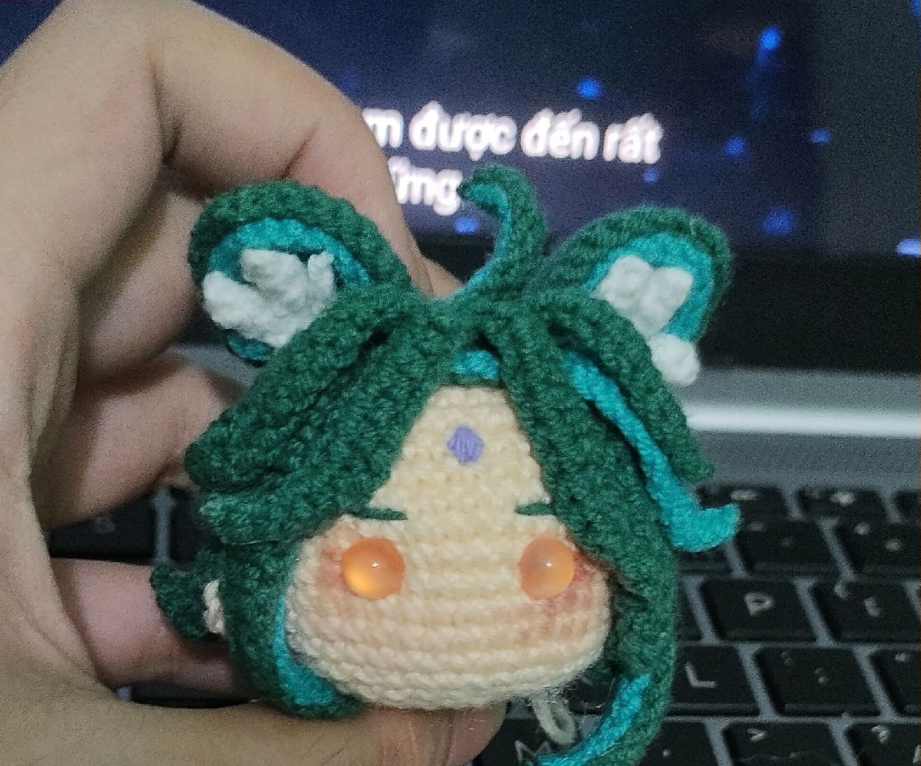 Crochet Pattern Chart for Green-Haired Amigurumi Doll Head and Hair