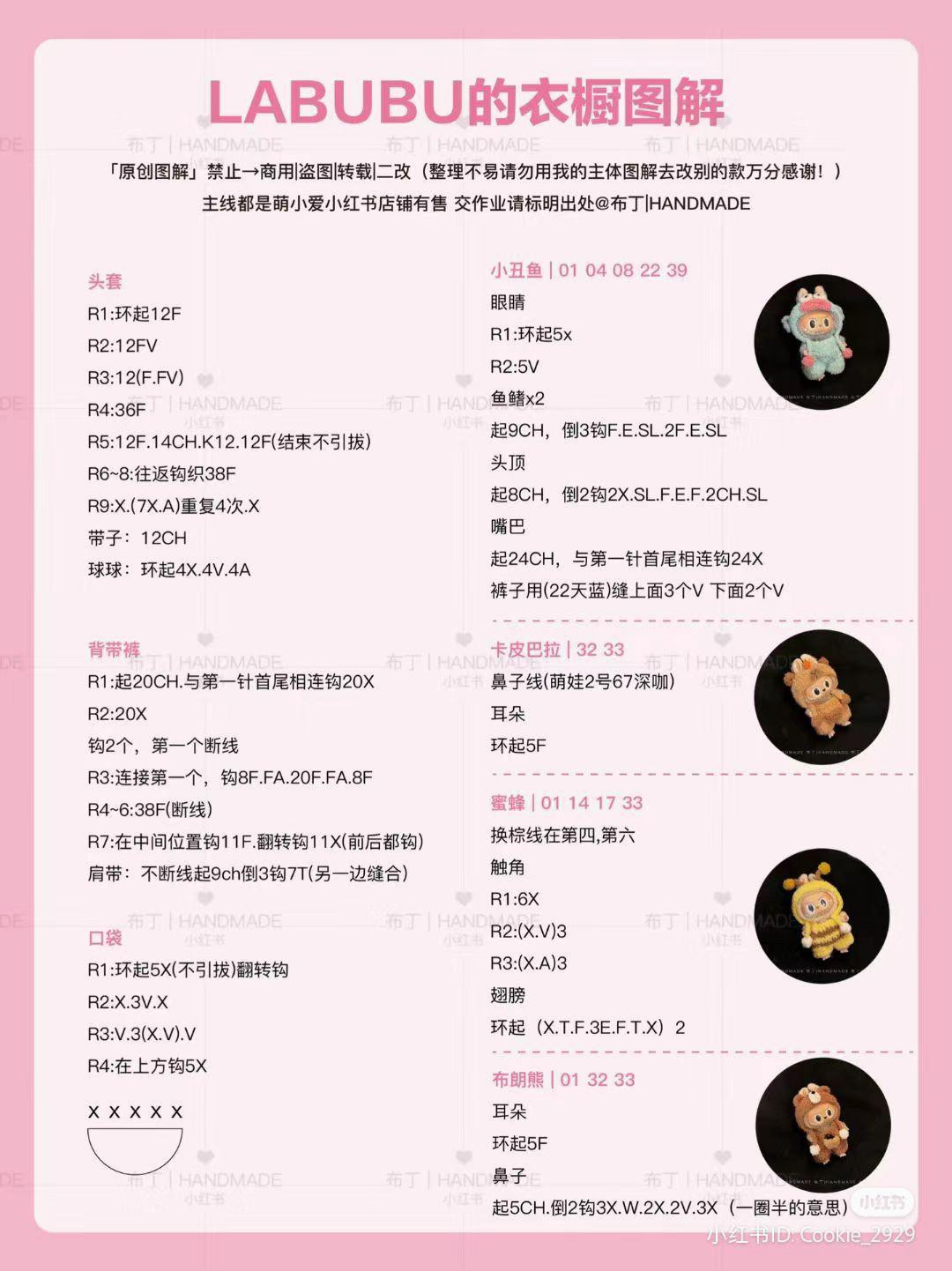 Crochet Pattern Chart for Labubu Doll Clothes and Costumes