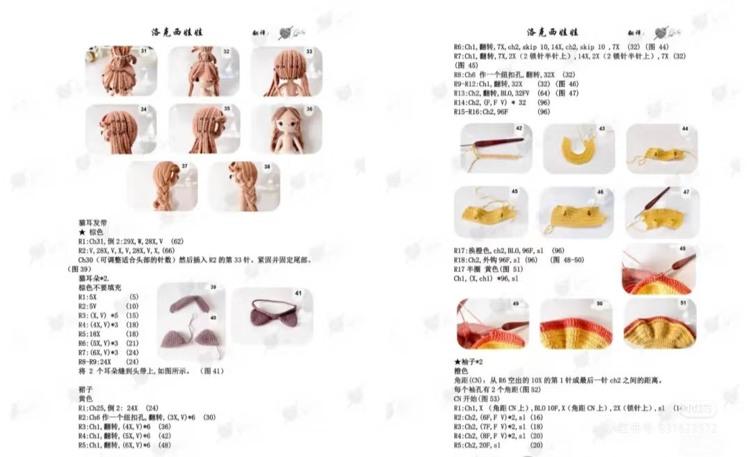 Crochet Pattern Chart for Lucy Doll with Cat Ears