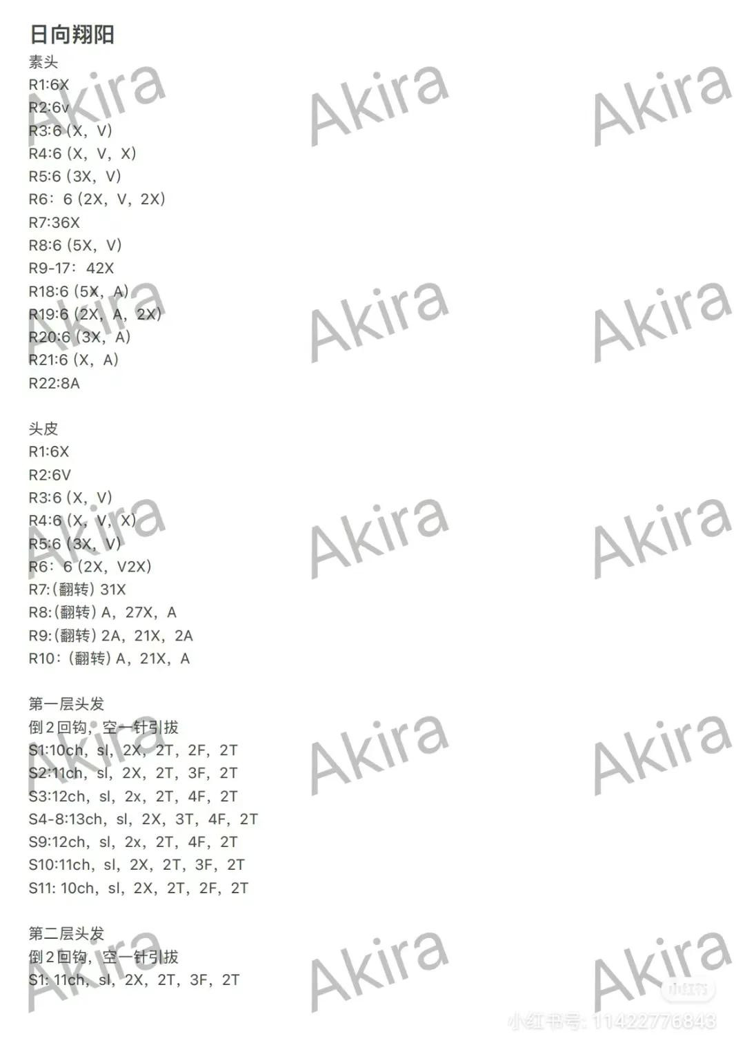 Crochet Pattern Chart for Shou Tucker Doll Head and Hair
