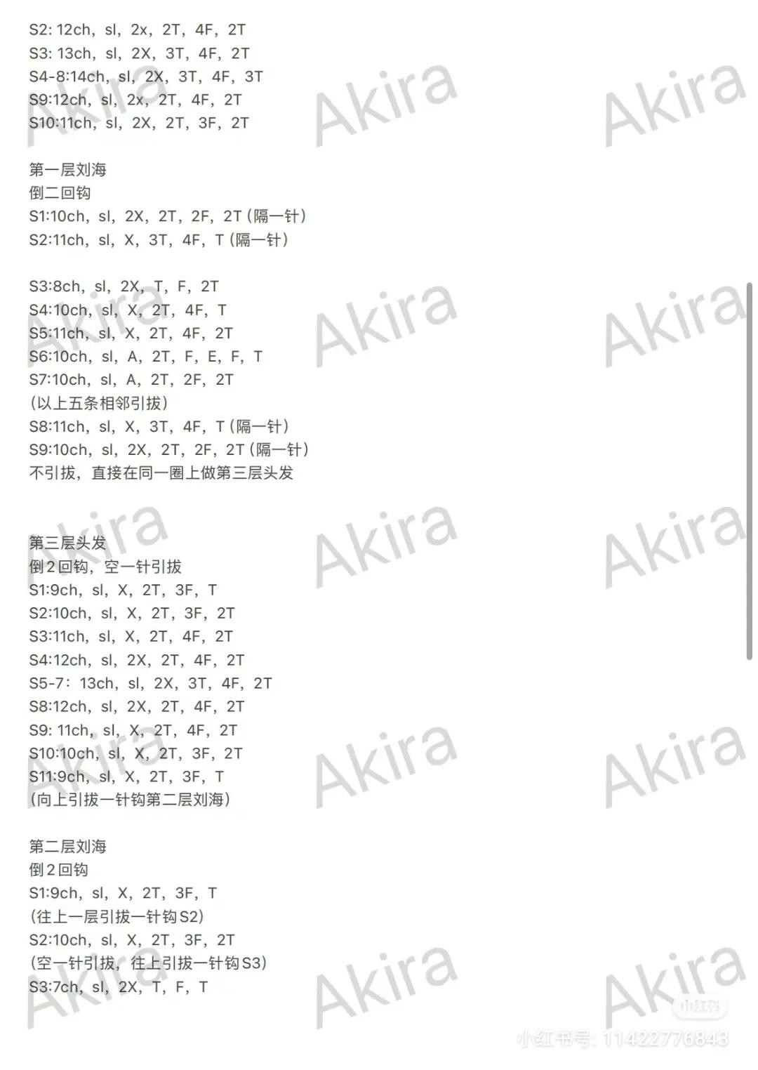 Crochet Pattern Chart for Shou Tucker Doll Head and Hair