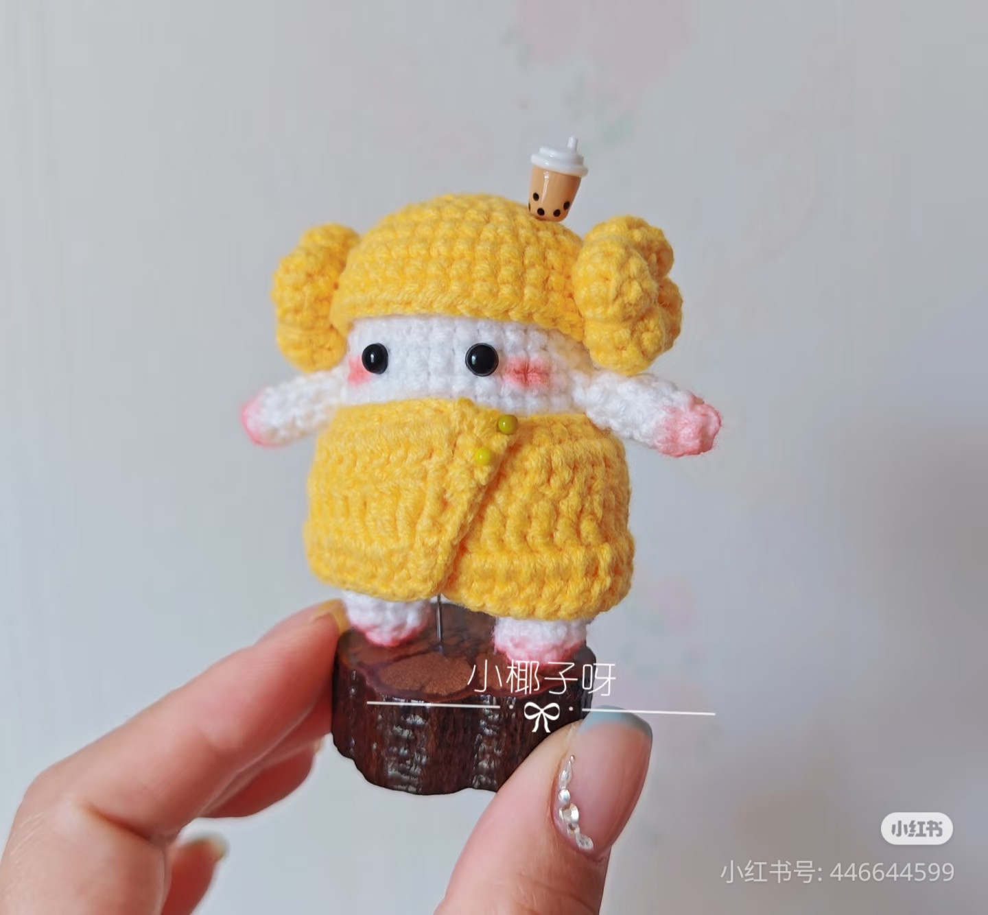 Crochet Pattern Chart for Yellow Bunny Doll with Bubble Tea Accessory