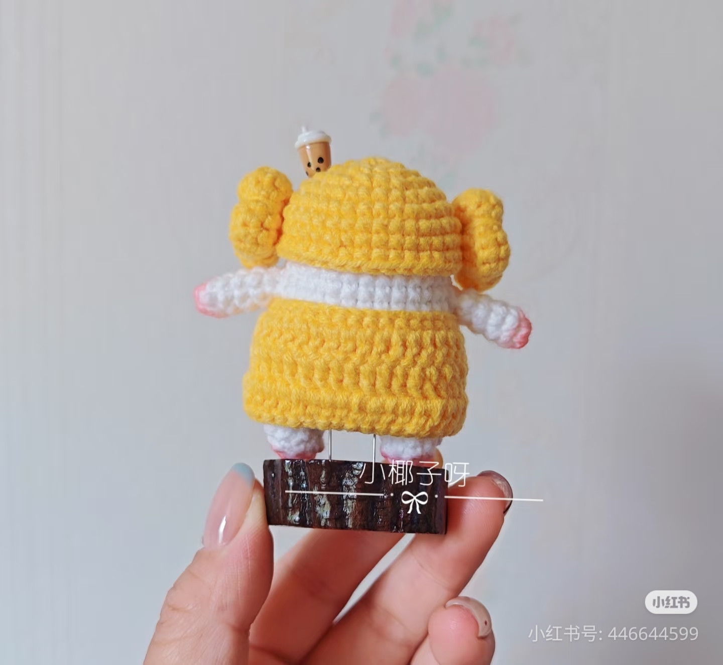 Crochet Pattern Chart for Yellow Bunny Doll with Bubble Tea Accessory