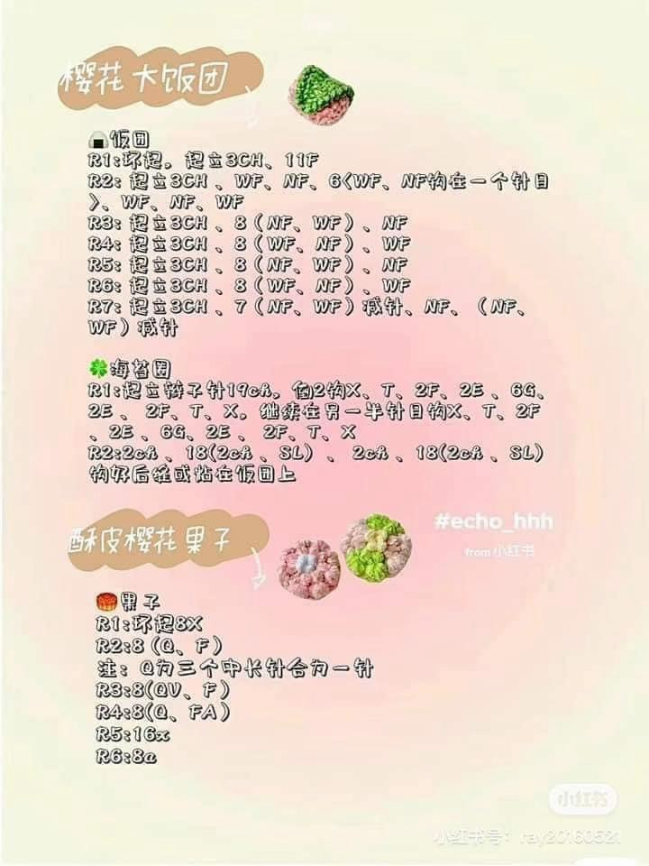 Crochet Pattern: Cherry Blossom & Matcha Food Collection