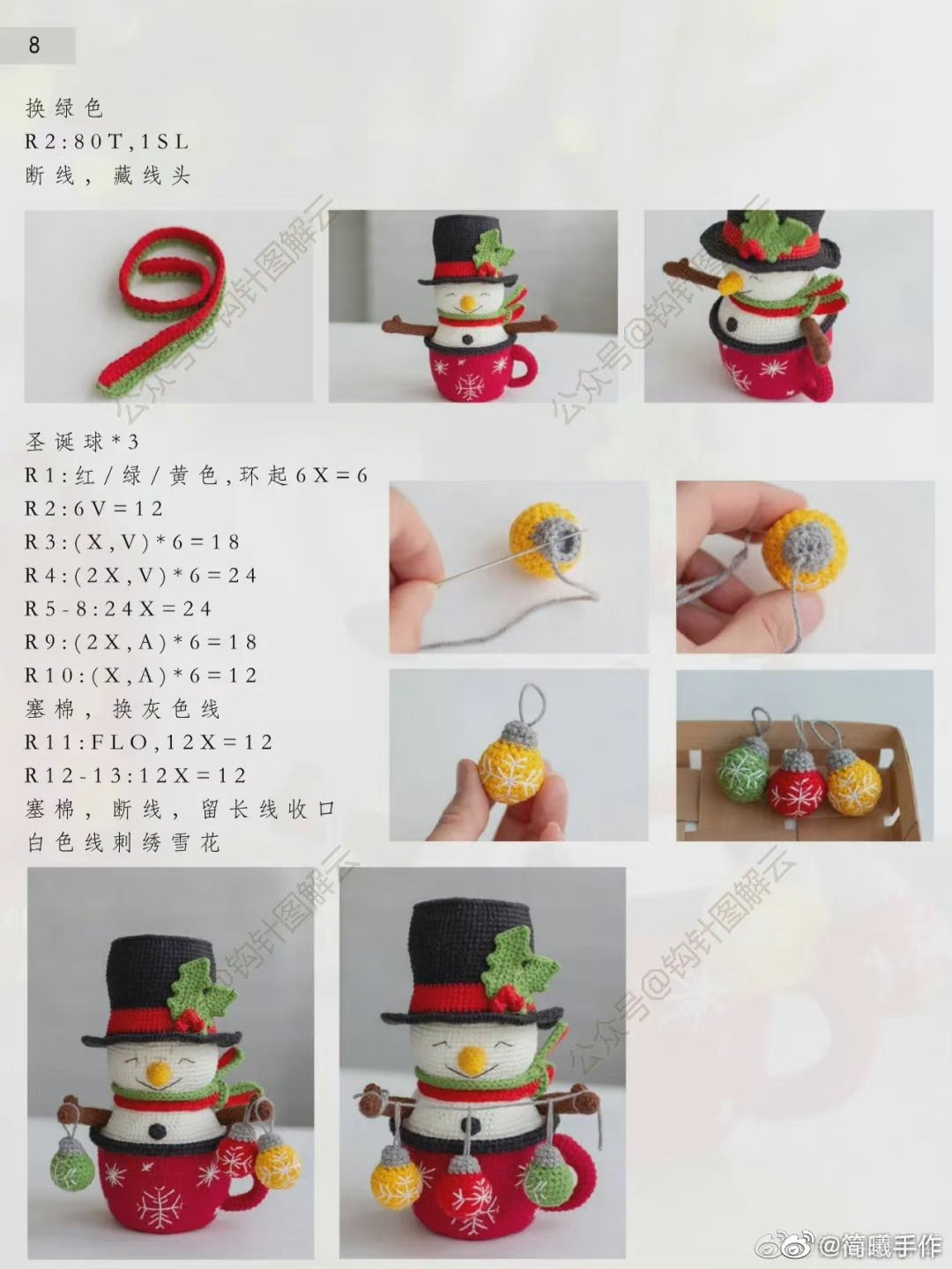 Crochet Pattern: Christmas Snowman in Red Mug with Hat