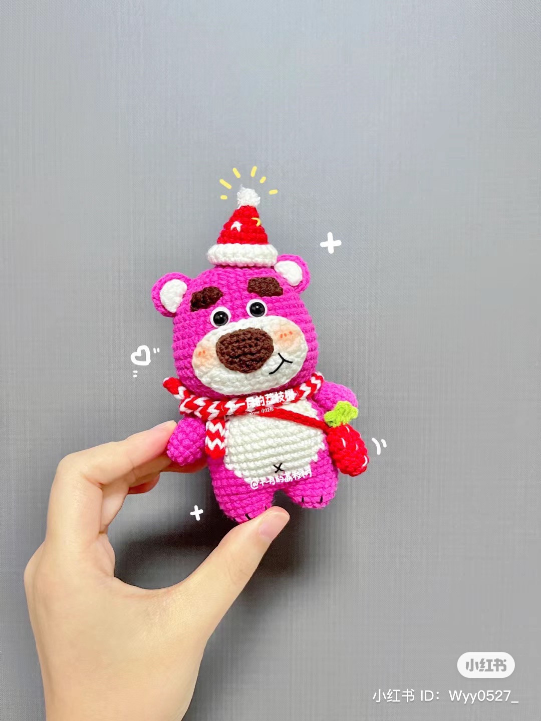 Crochet Pattern: Christmas Strawberry Bear with Hat and Bag