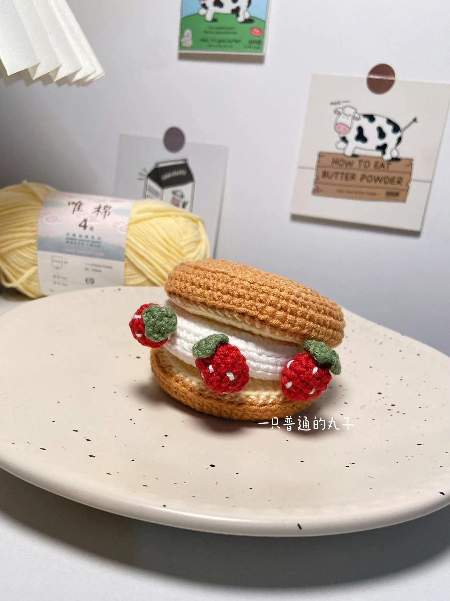 Crochet Pattern: Creamy Strawberry Scone