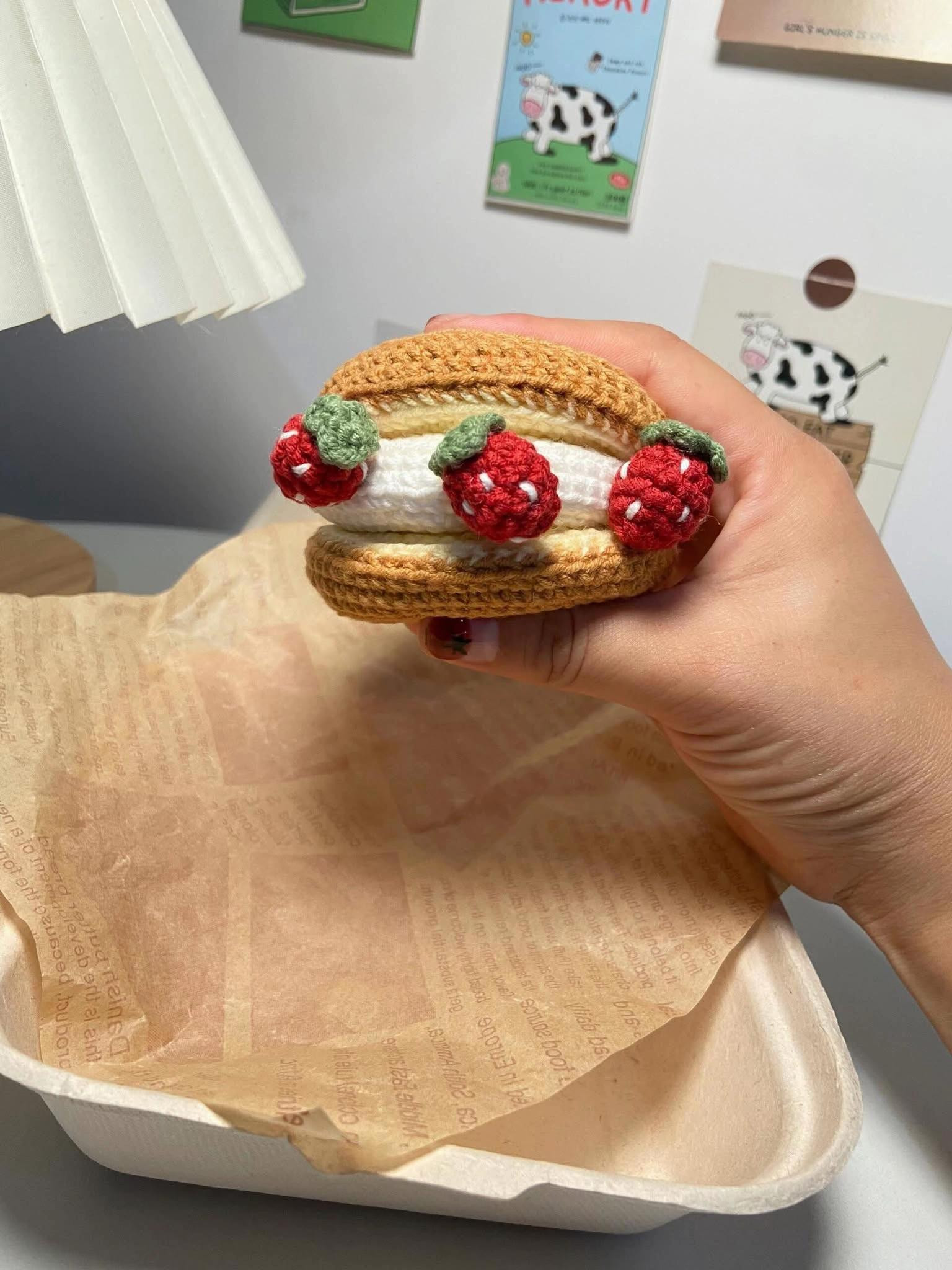 Crochet Pattern: Creamy Strawberry Scone