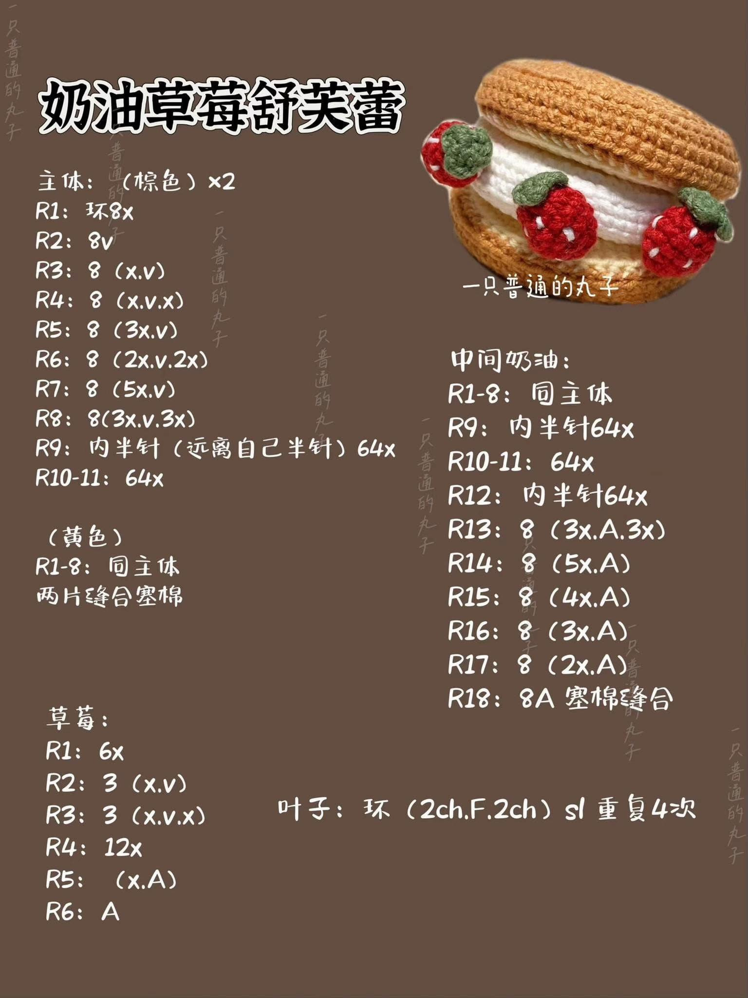 Crochet Pattern: Creamy Strawberry Scone