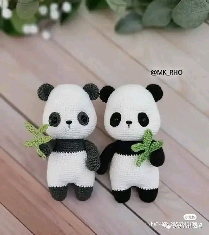 Crochet Pattern: Cute Amigurumi Panda with Bamboo Leaves