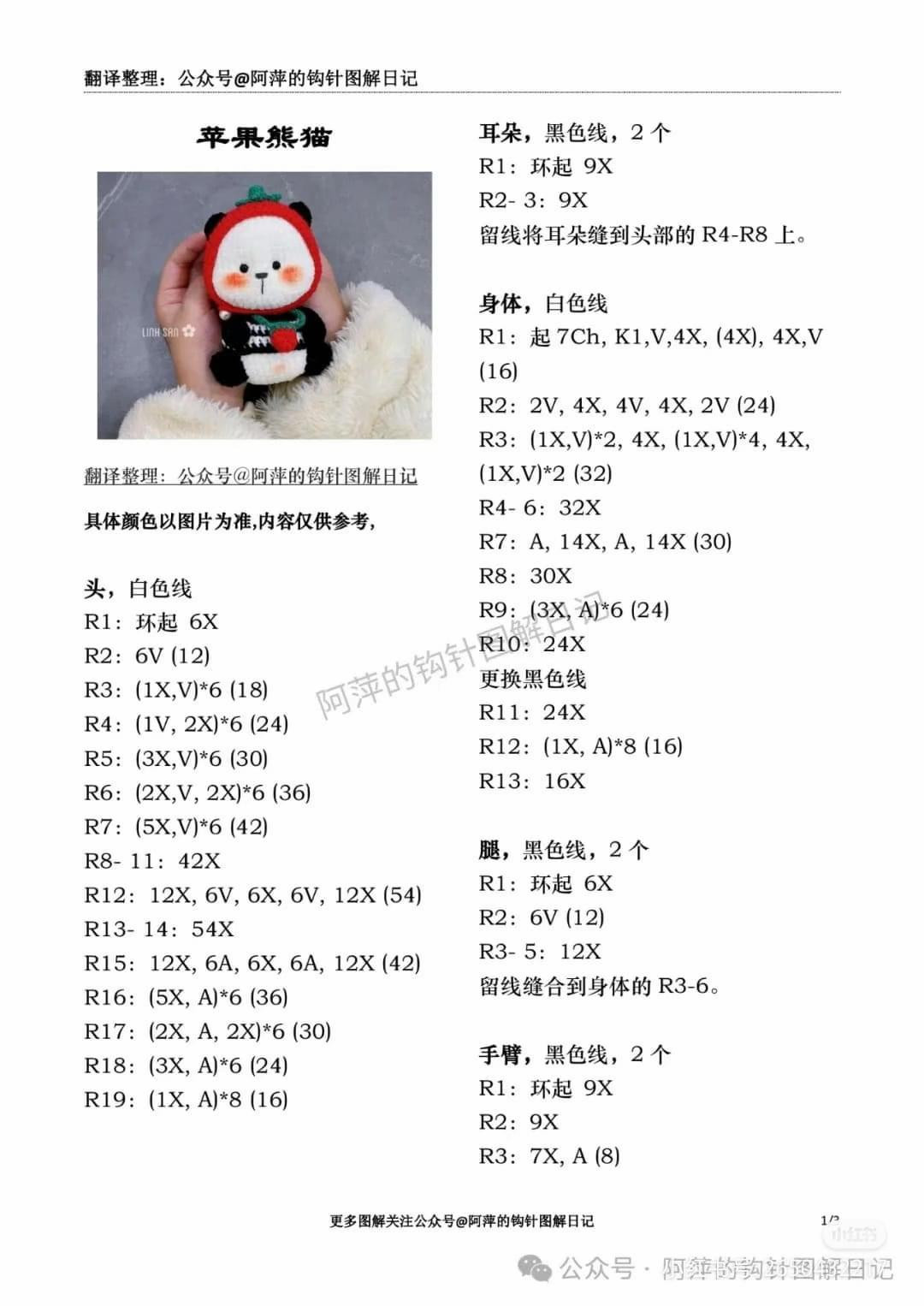 Crochet Pattern: Cute Apple Panda and Frog Bear Amigurumi Dolls