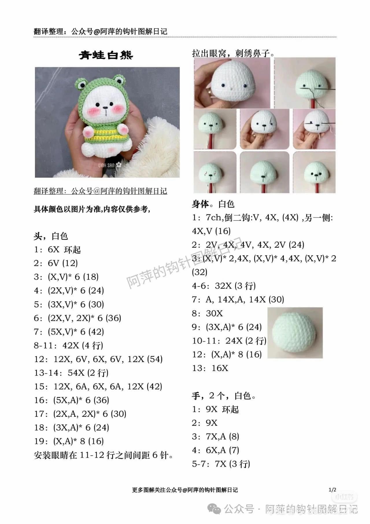 Crochet Pattern: Cute Apple Panda and Frog Bear Amigurumi Dolls