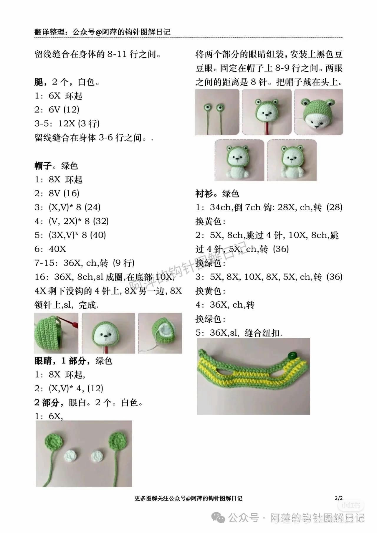 Crochet Pattern: Cute Apple Panda and Frog Bear Amigurumi Dolls