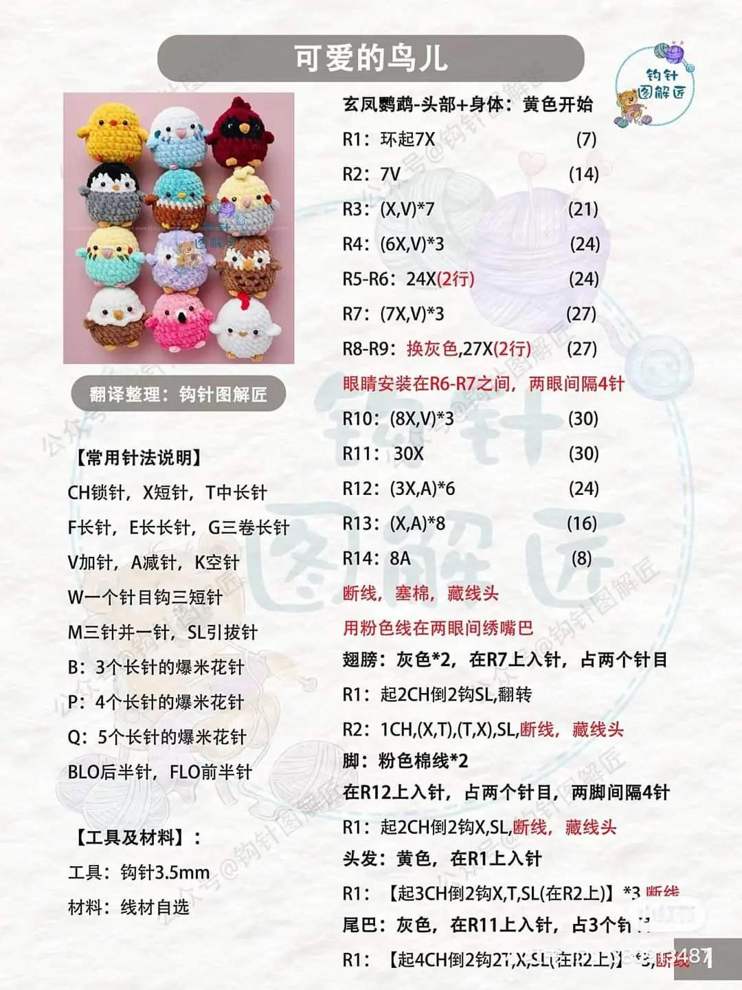 Crochet Pattern: Cute Birds Amigurumi Set