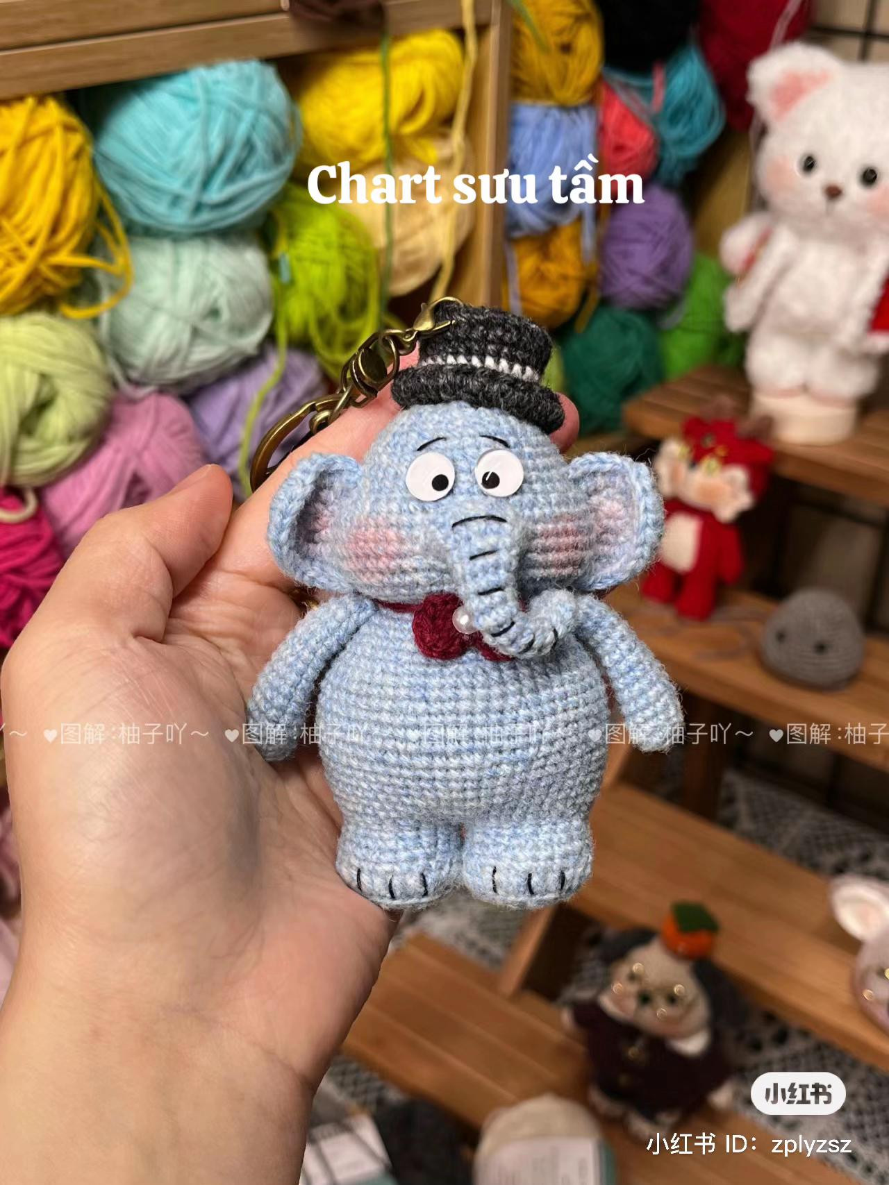 Crochet Pattern: Cute Blue Elephant Amigurumi with Top Hat