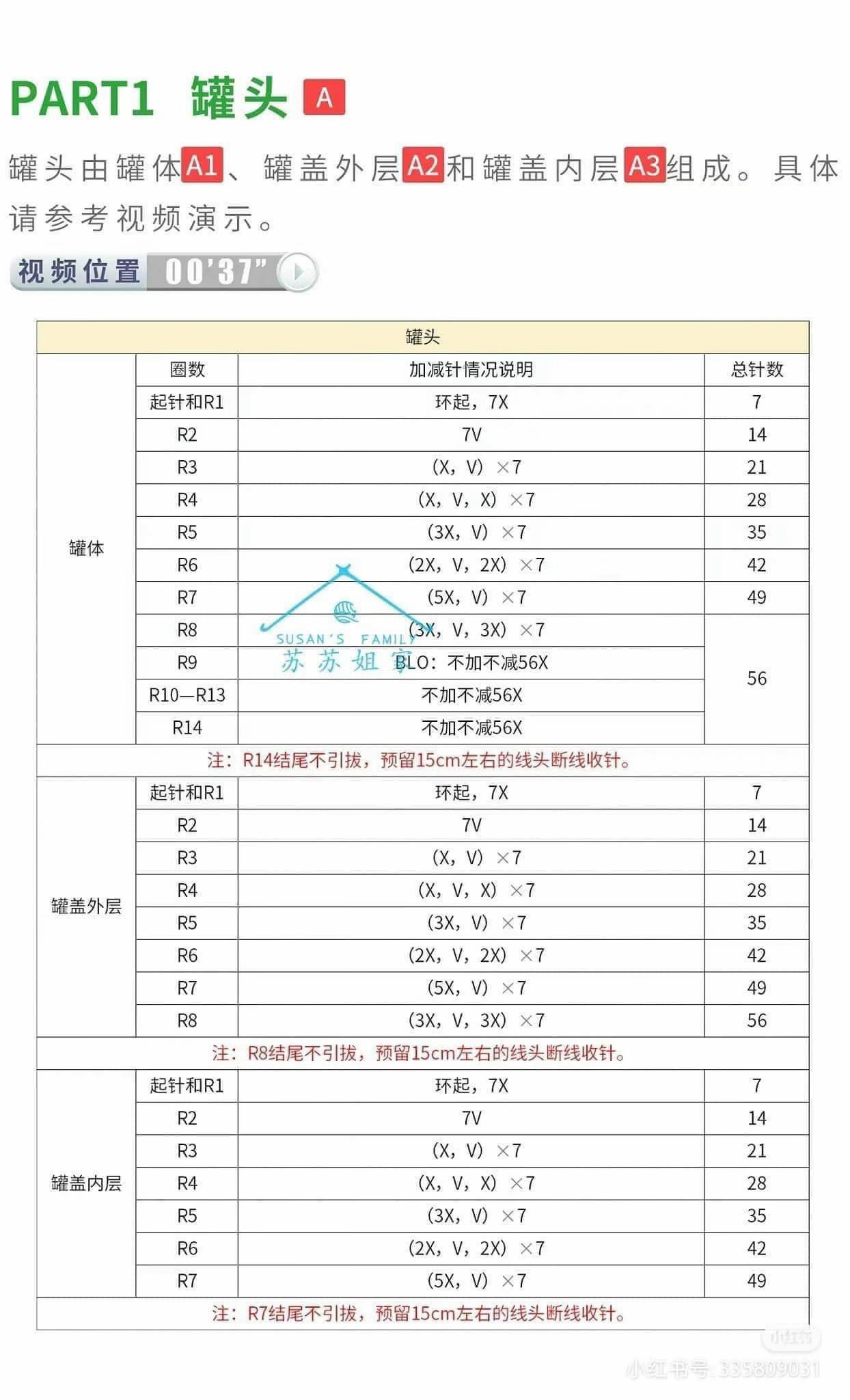 Crochet Pattern: Cute Cat in Can Keychain with Apple Decoration