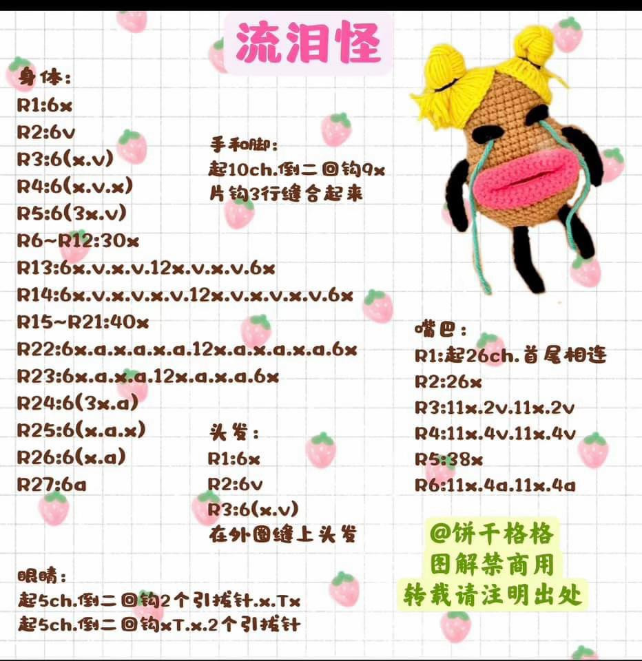 Crochet Pattern: Cute Crying Monster Amigurumi Doll