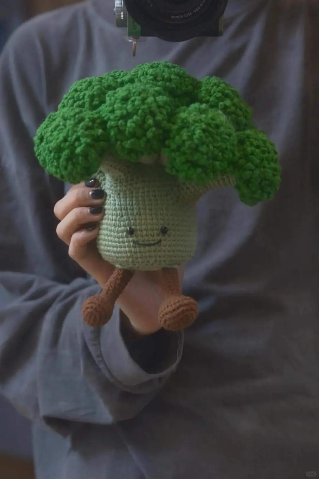 Crochet Pattern: Cute Green Broccoli Amigurumi Doll with Face and Legs