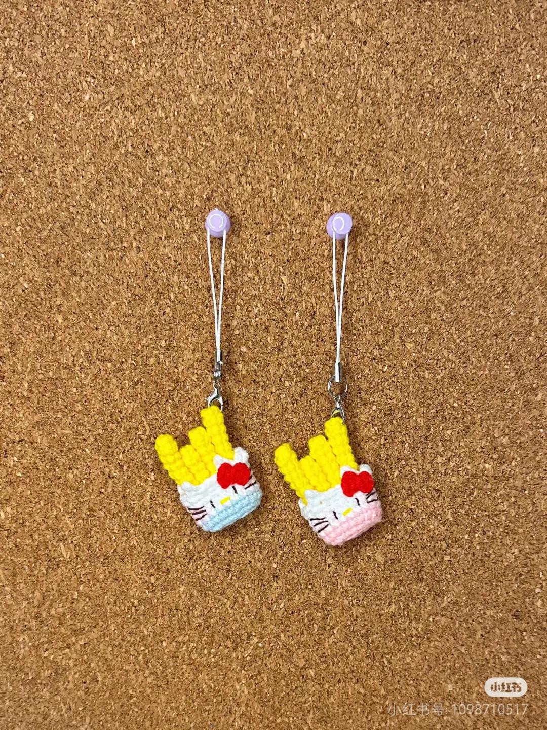 Crochet Pattern: Cute Hello Kitty French Fries Keychain