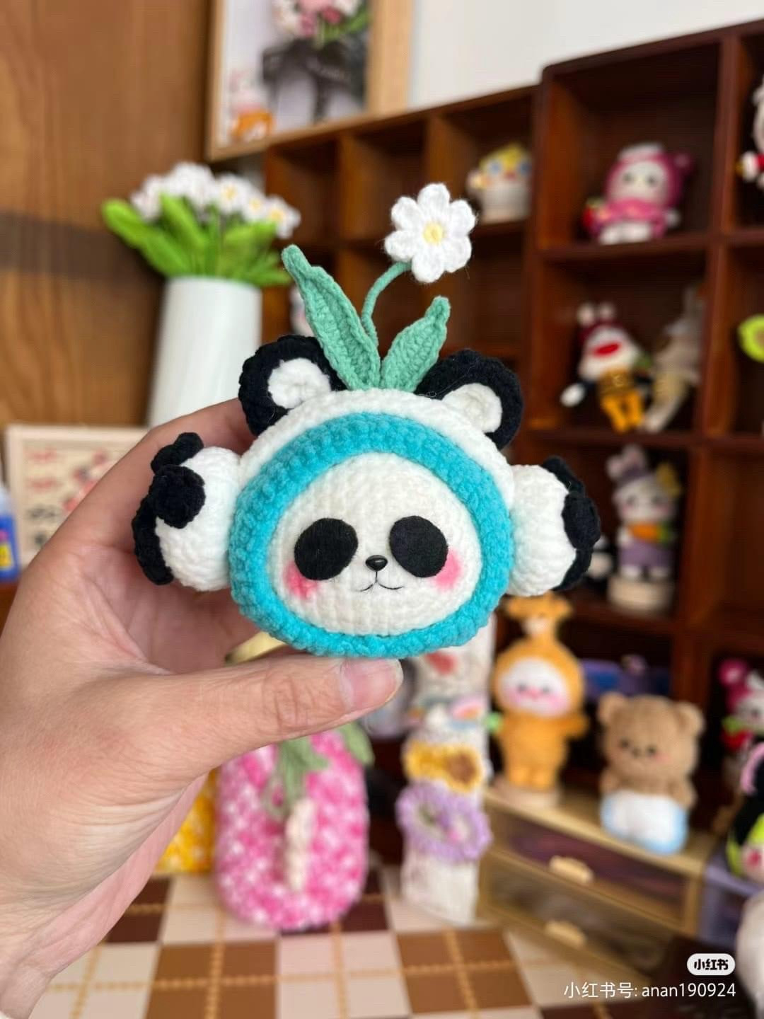 Crochet Pattern: Cute Panda Headphone with Flower