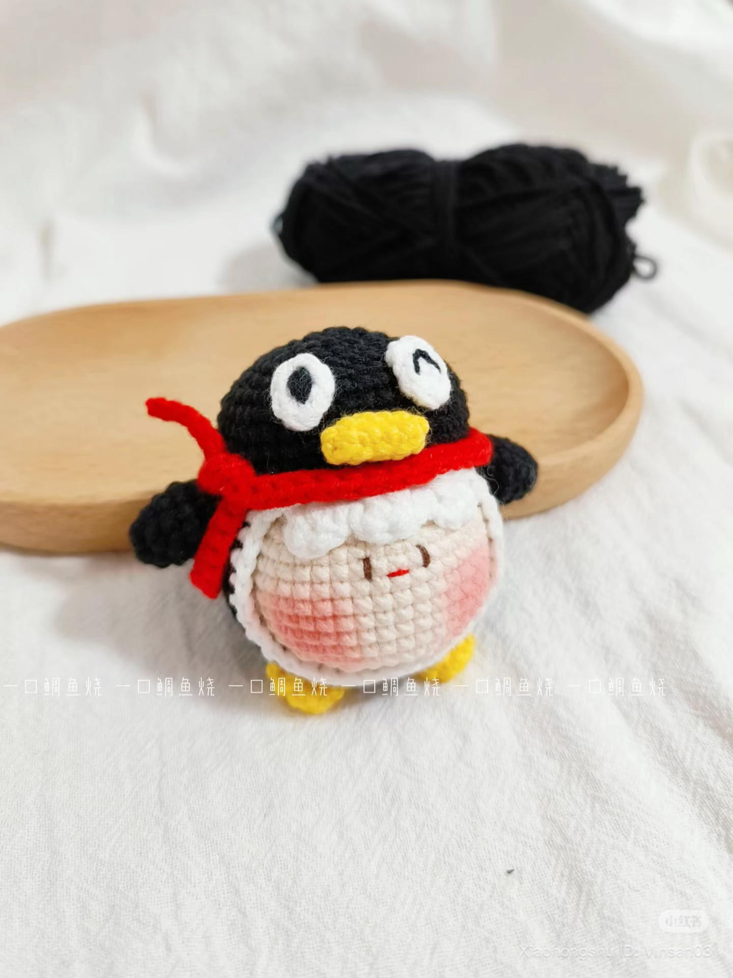 Crochet Pattern: Cute Penguin Wearing Red Scarf Amigurumi Doll