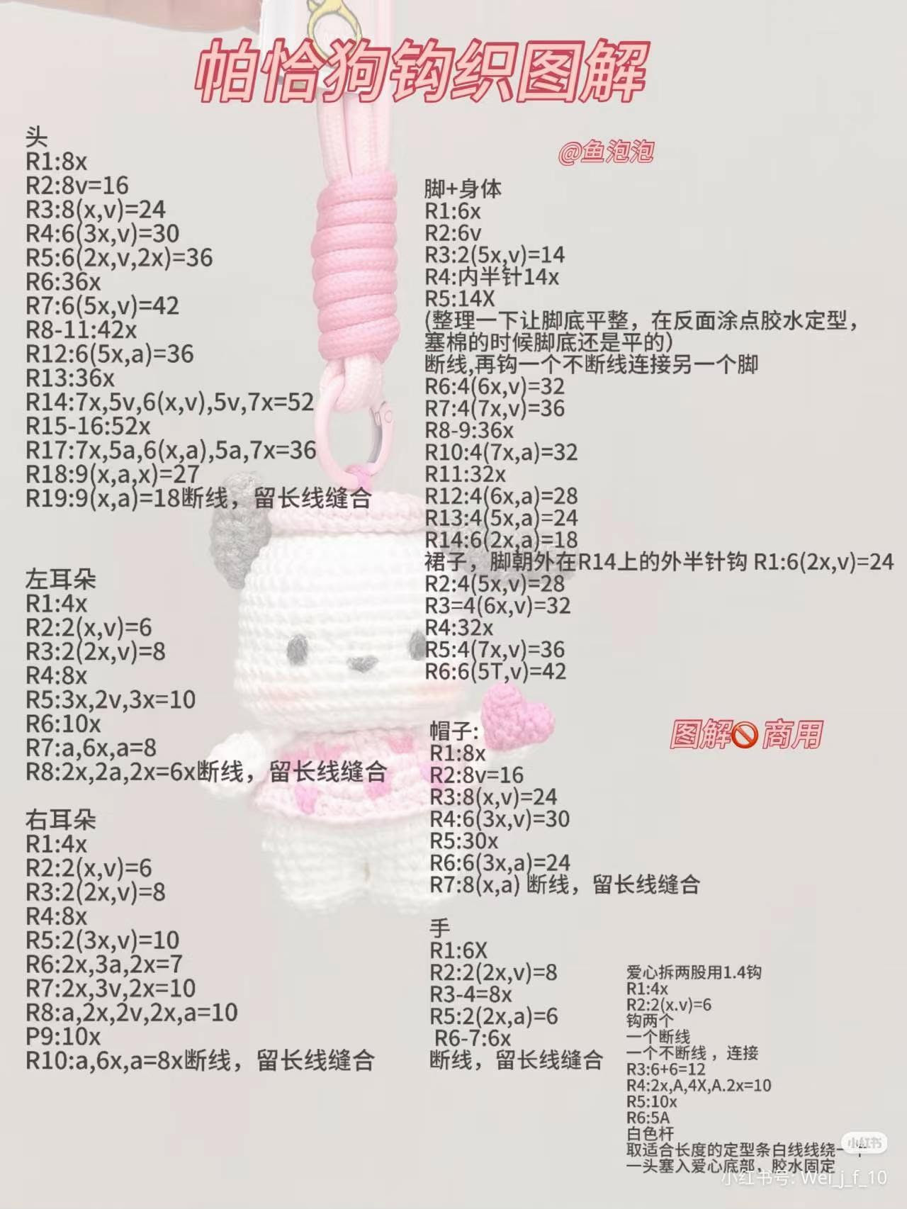 Crochet Pattern: Cute Pink Dog Amigurumi Keychain