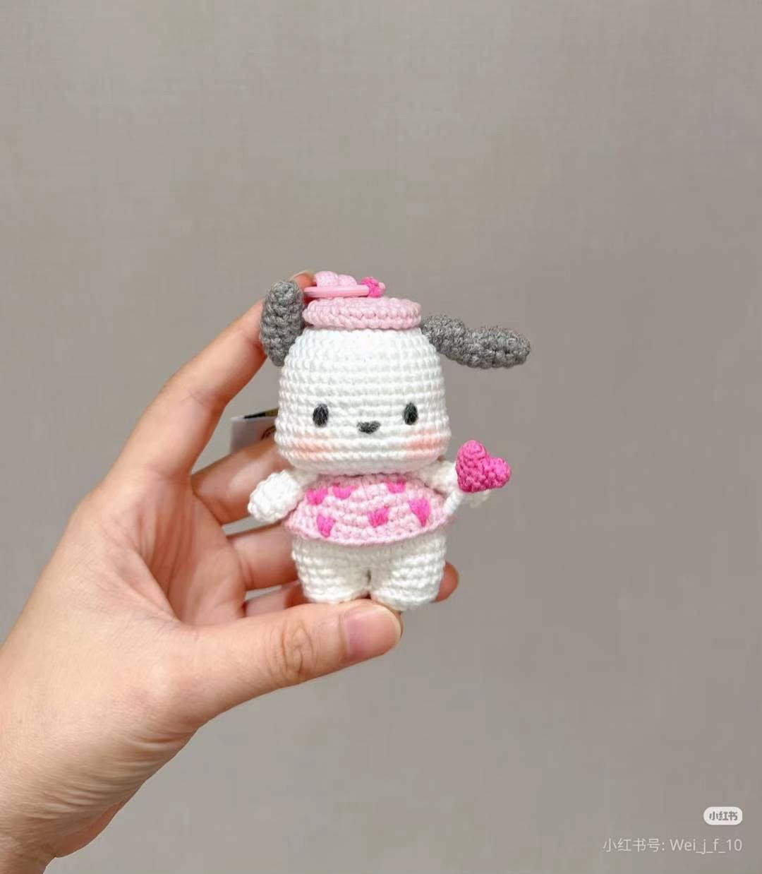Crochet Pattern: Cute Pink Dog Amigurumi Keychain