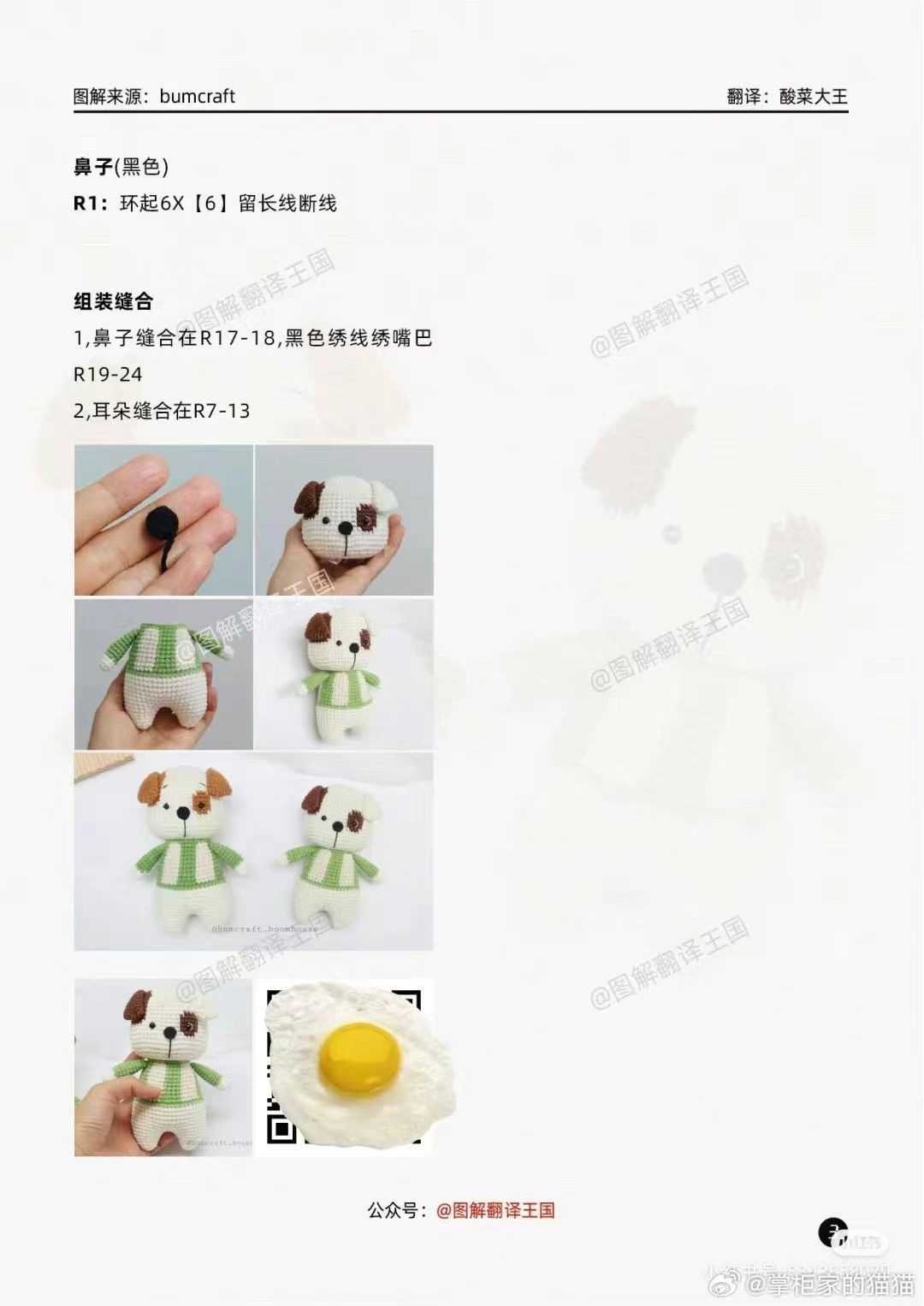 Crochet Pattern: Cute Puppy Dog with Green Sweater