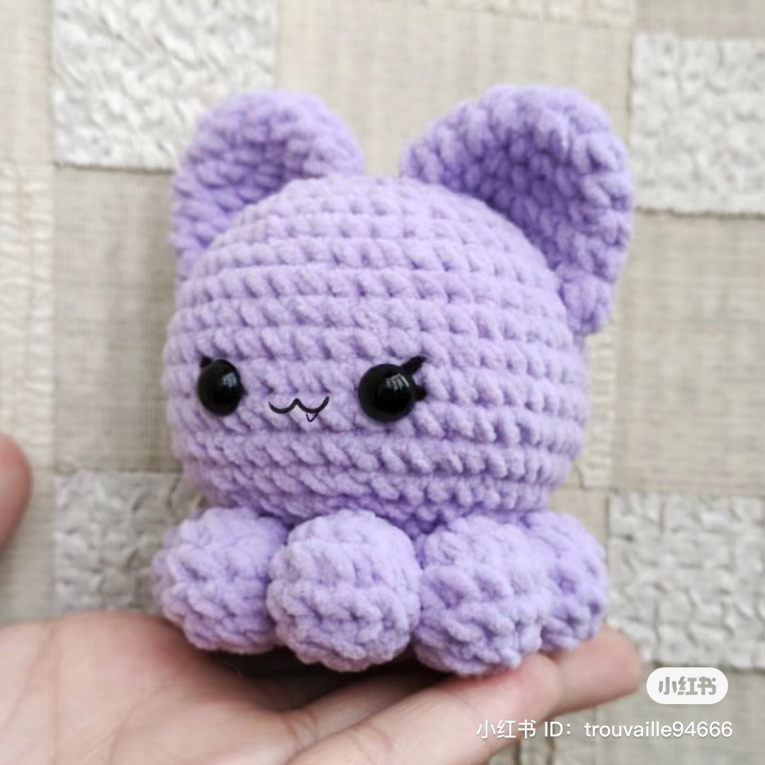 Crochet Pattern: Cute Purple Octopus Cat Amigurumi