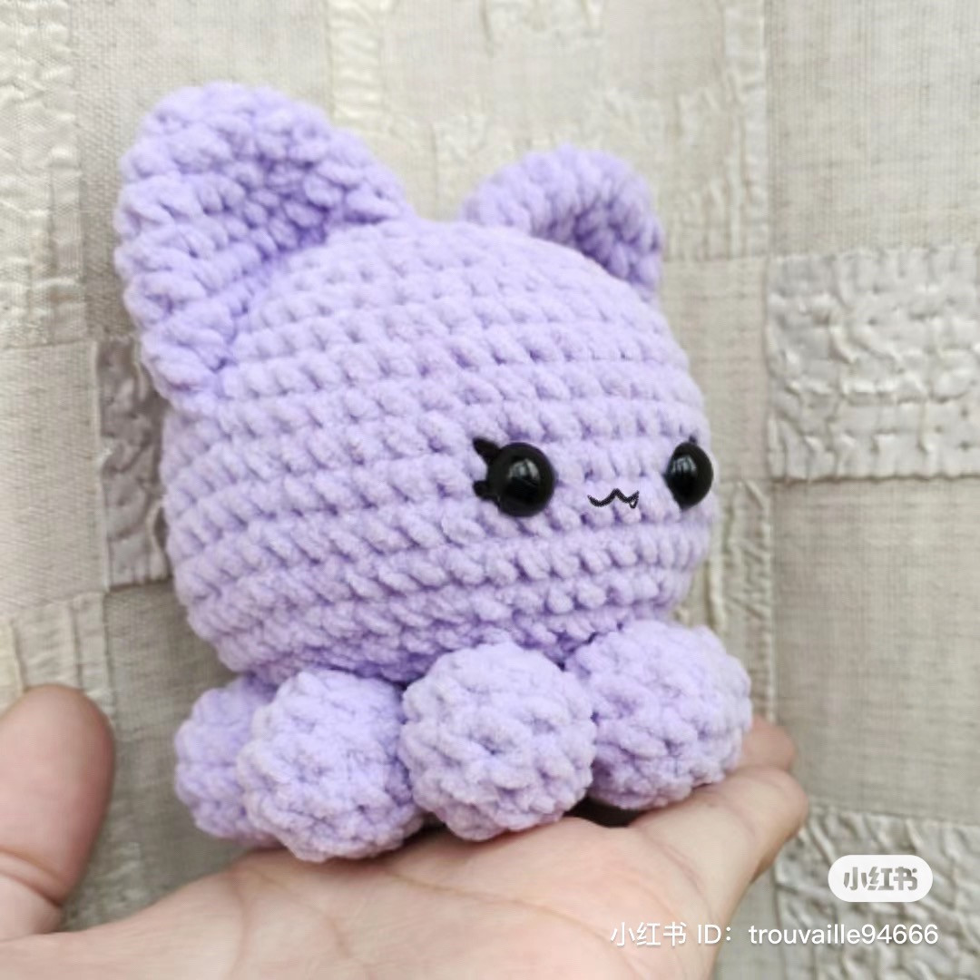 Crochet Pattern: Cute Purple Octopus Cat Amigurumi