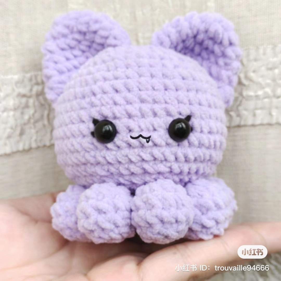 Crochet Pattern: Cute Purple Octopus Cat Amigurumi