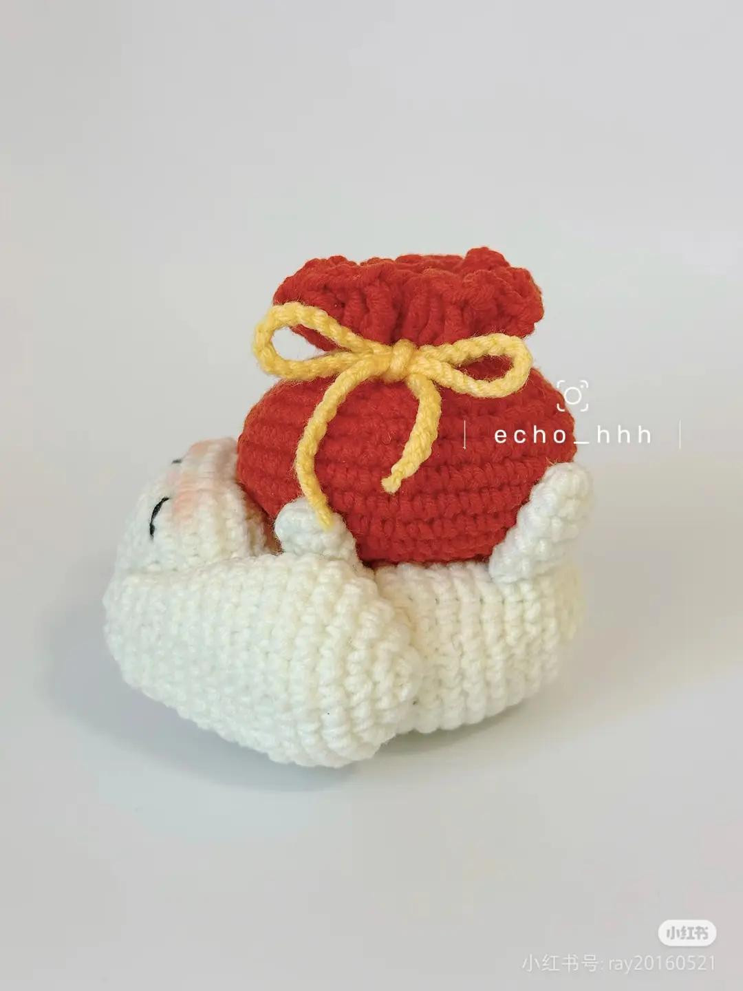 Crochet Pattern: Cute Rabbit Holding Red Lucky Bag