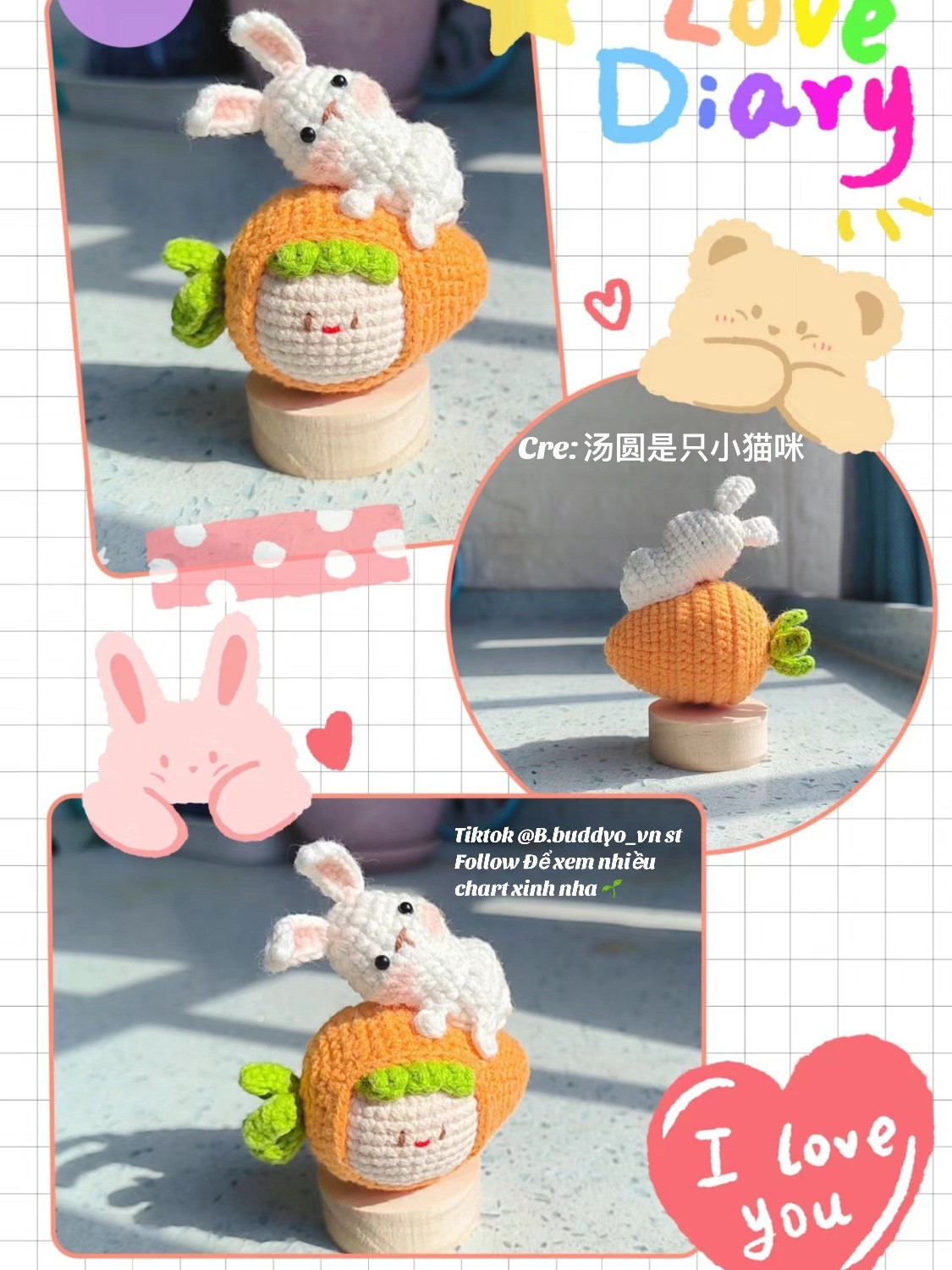 Crochet Pattern: Cute Rabbit on Carrot Amigurumi