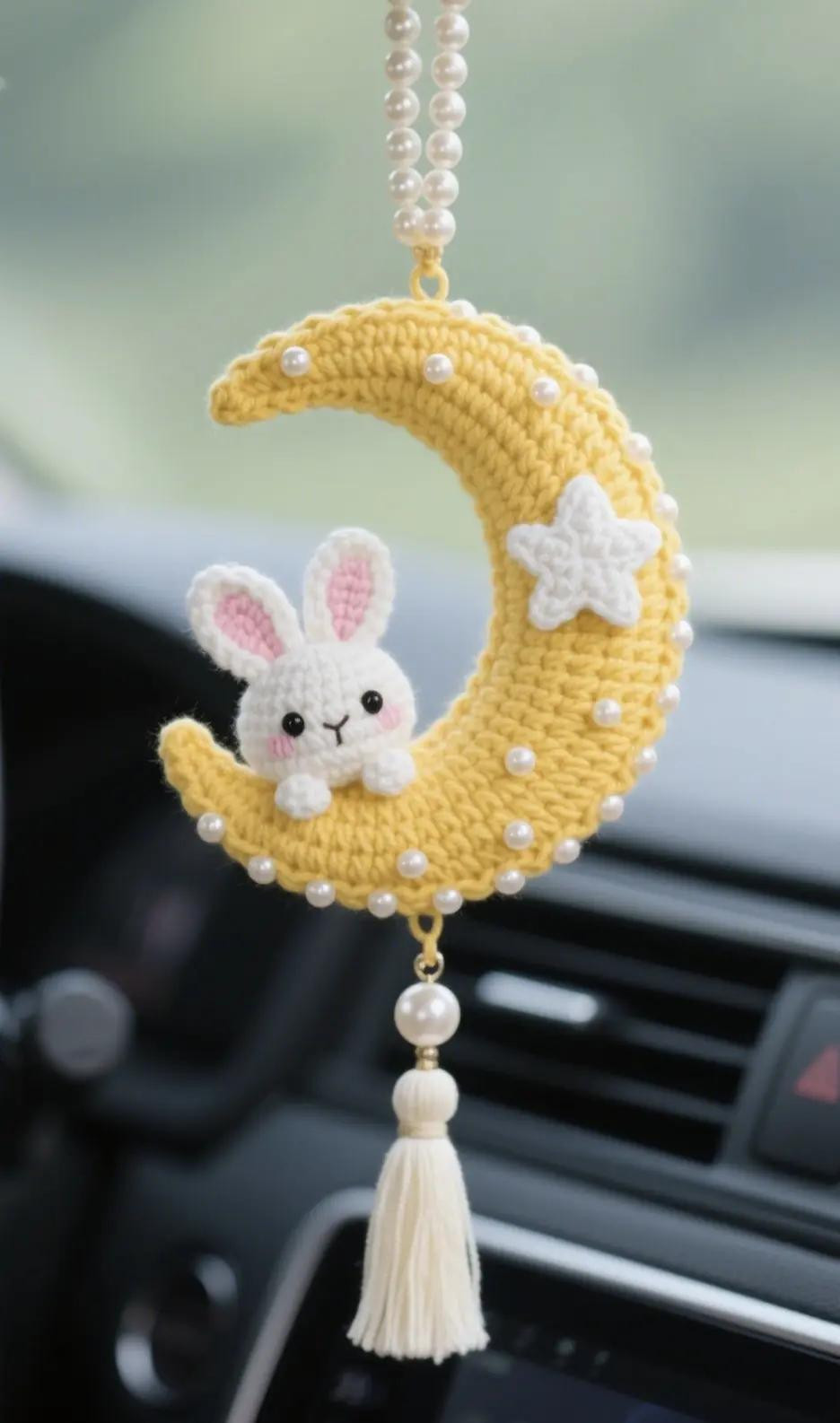 Crochet Pattern: Cute Rabbit on Moon Keychain