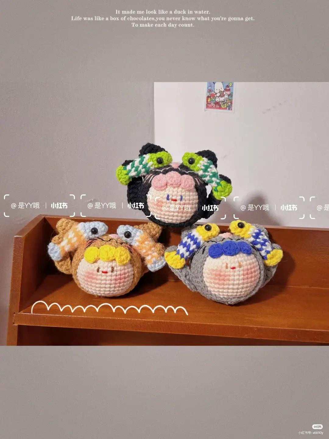 Crochet Pattern: Cute Round Doll with Fish Hair Accessories