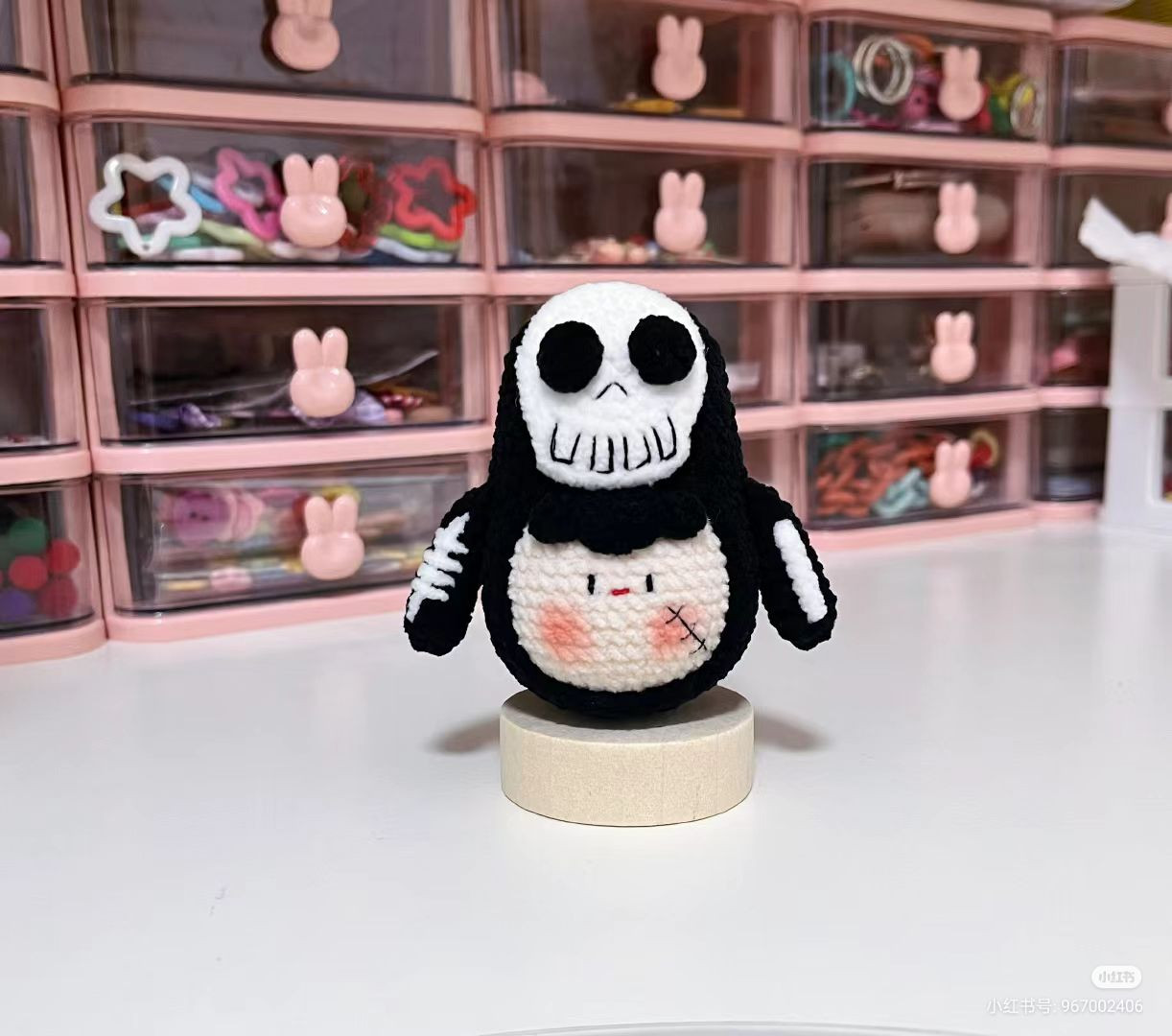 Crochet Pattern: Cute Skeleton Head Dumpling Doll Amigurumi Chart
