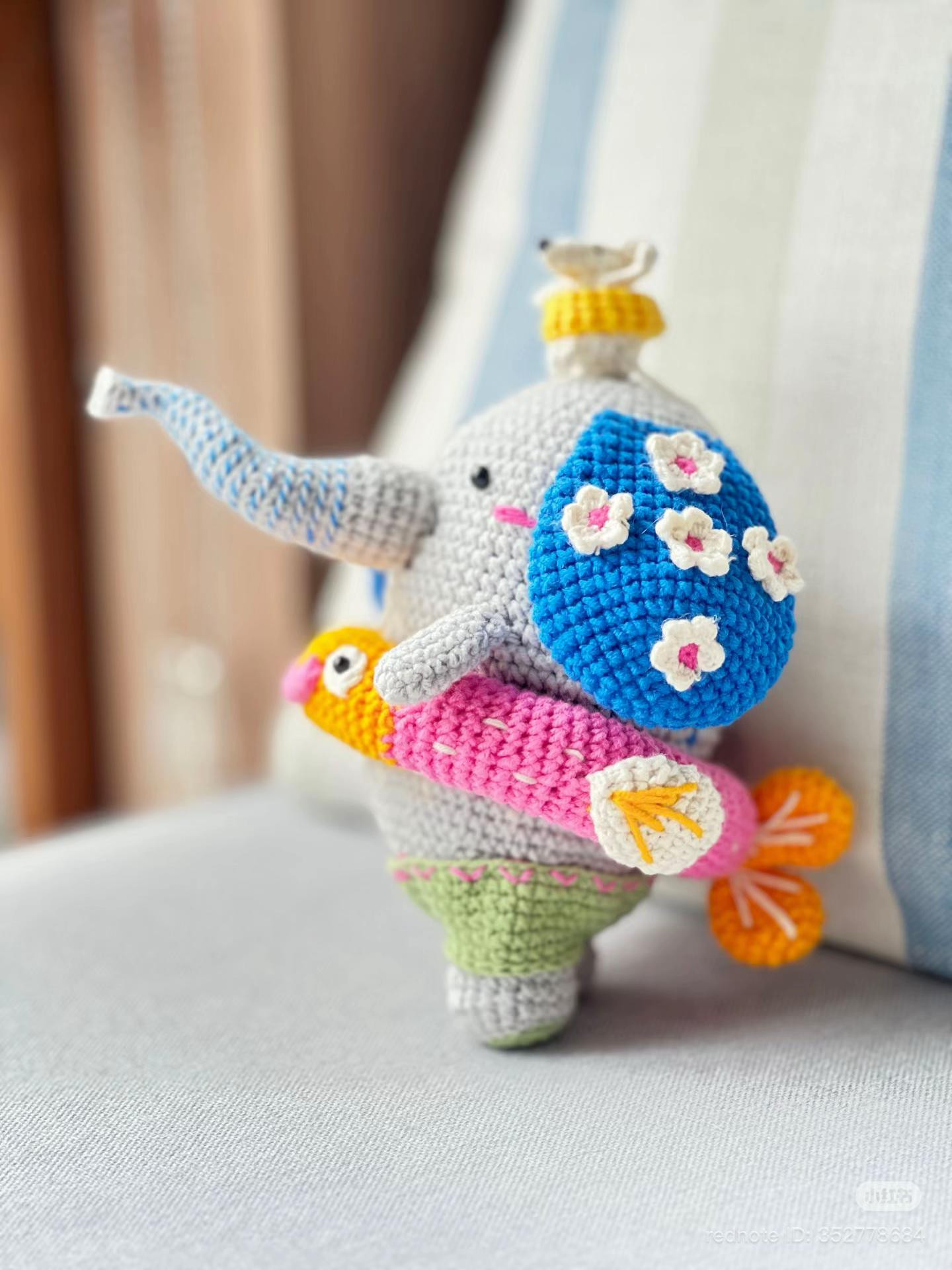 Crochet Pattern: Cute Swimming Elephant with Fish and Dog