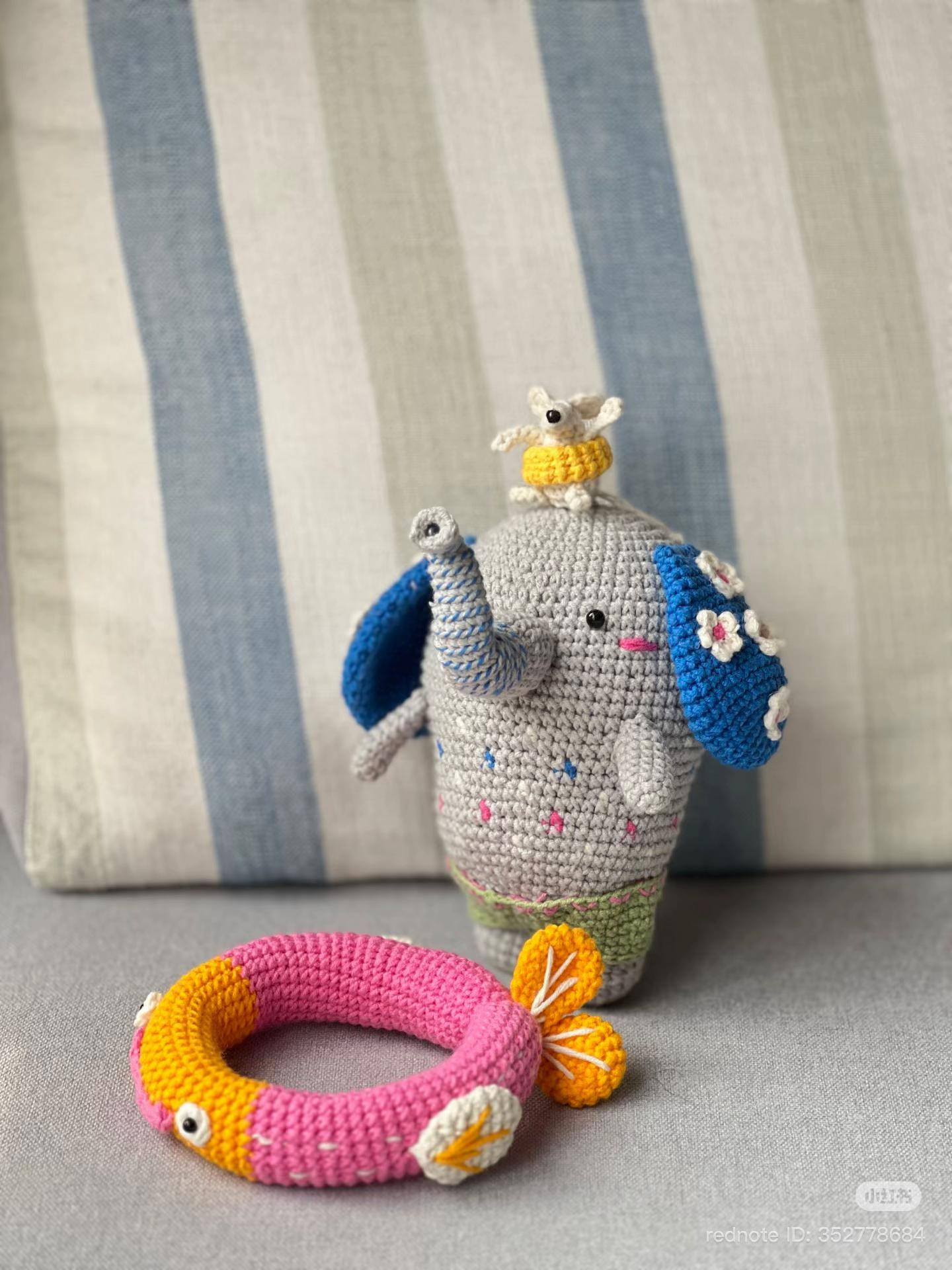 Crochet Pattern: Cute Swimming Elephant with Fish and Dog