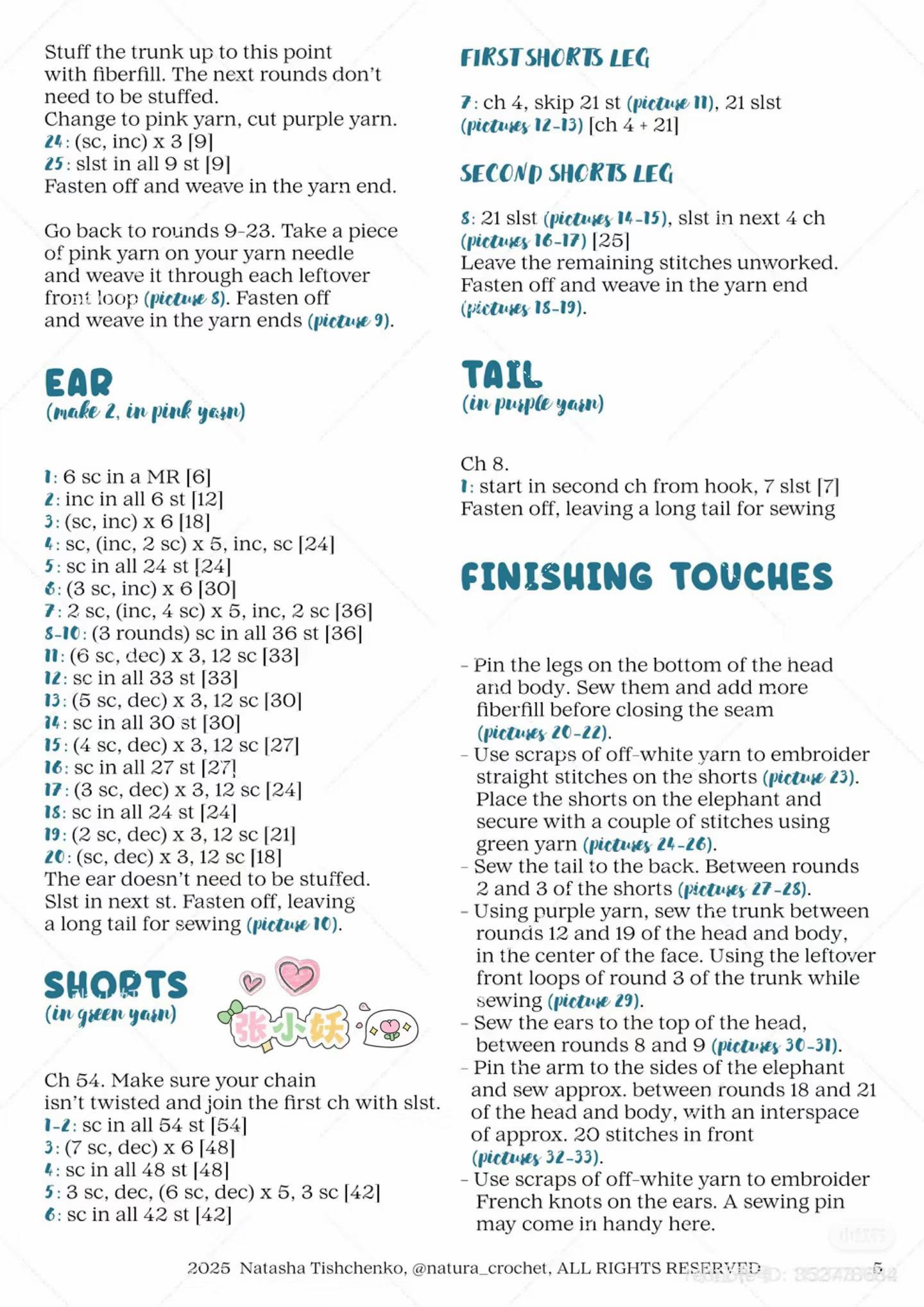 Crochet Pattern: Cute Swimming Elephant with Fish and Dog