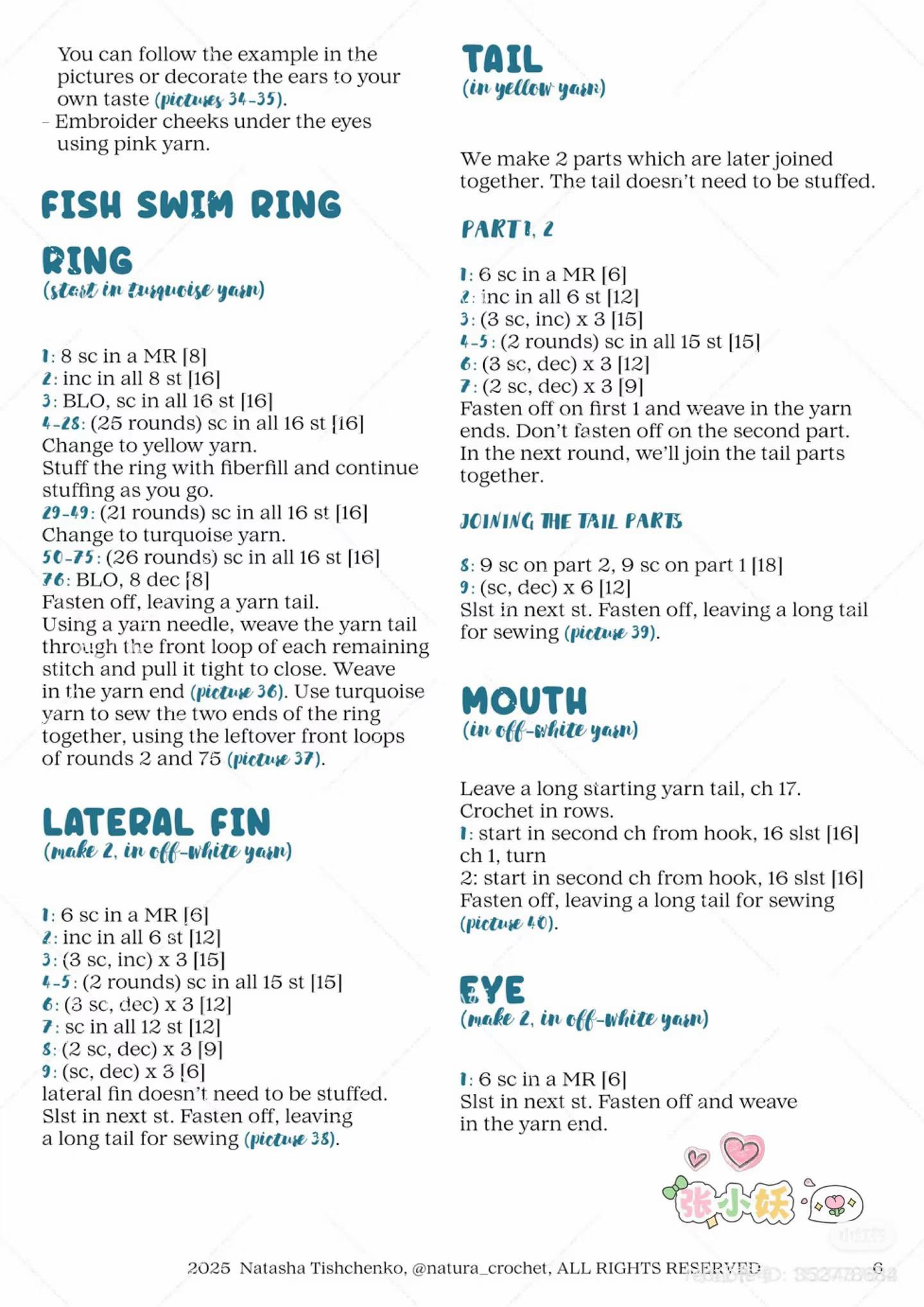 Crochet Pattern: Cute Swimming Elephant with Fish and Dog