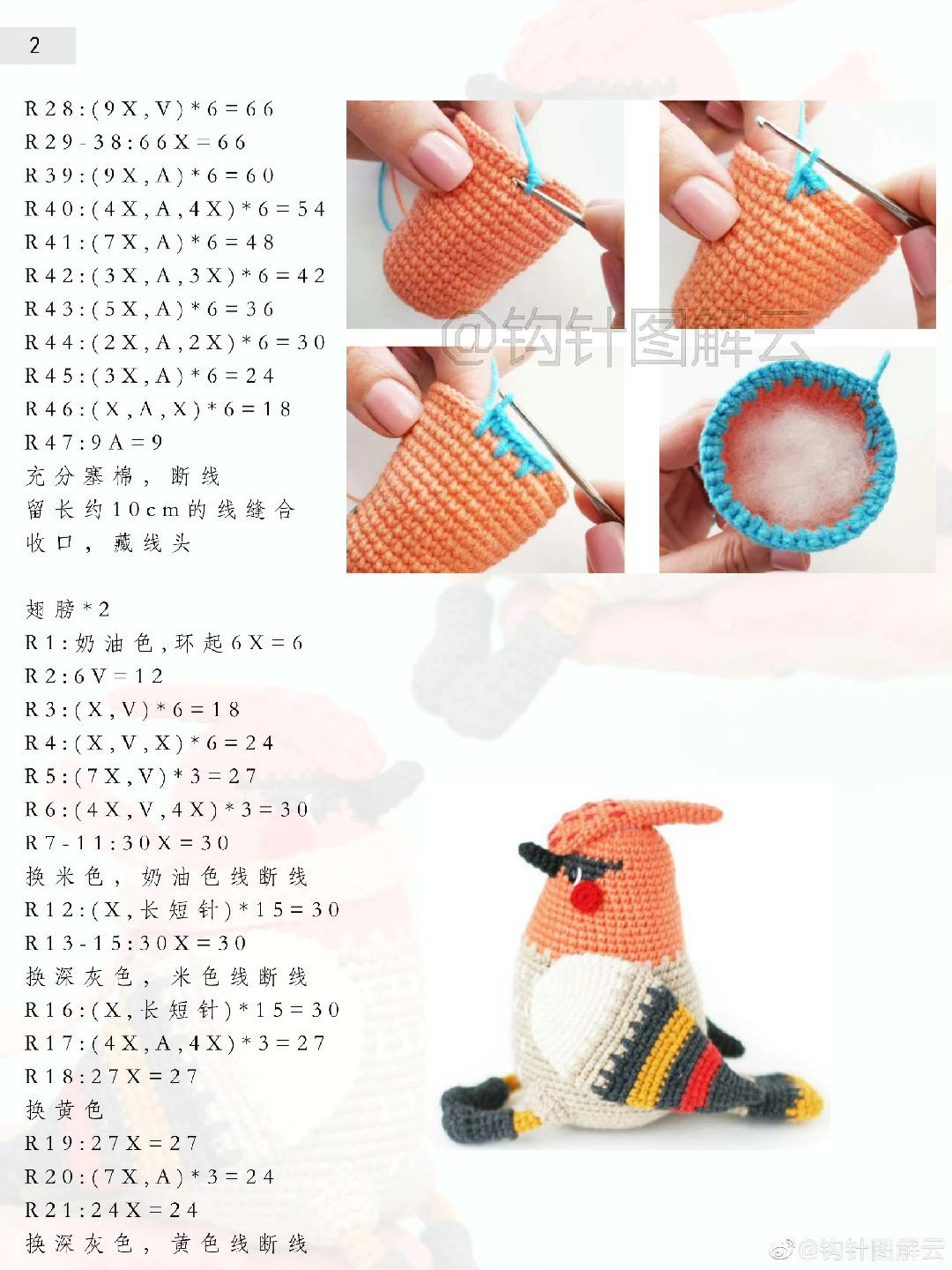 Crochet Pattern: Cute Winter Goldfinch Bird Amigurumi Doll