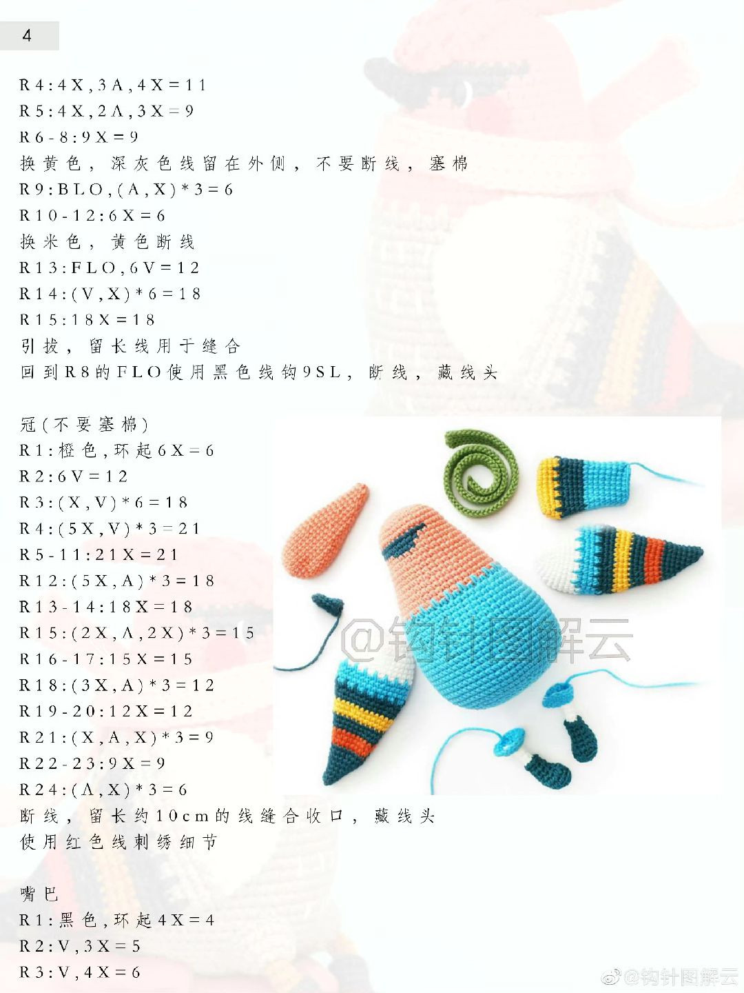 Crochet Pattern: Cute Winter Goldfinch Bird Amigurumi Doll