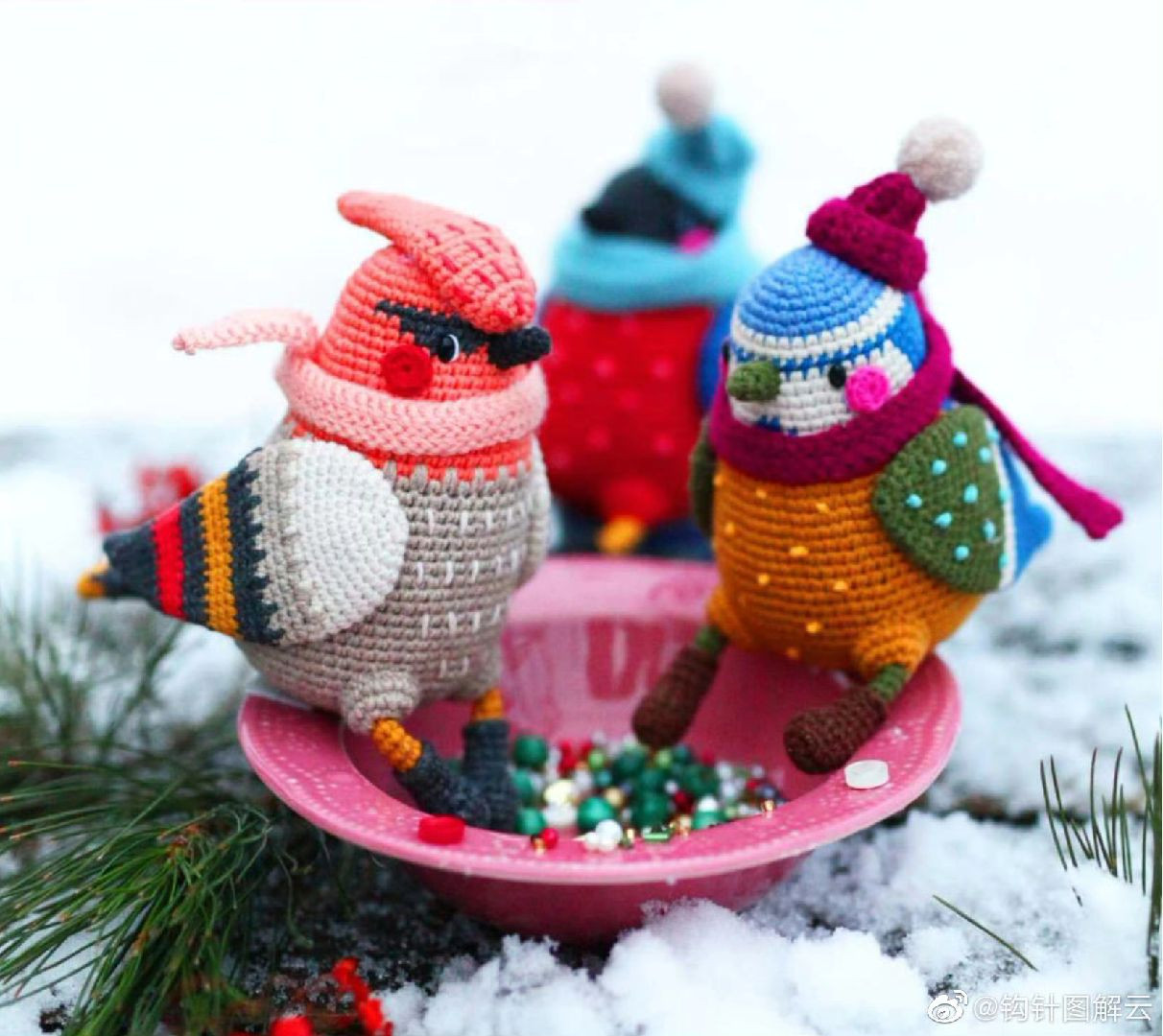 Crochet Pattern: Cute Winter Goldfinch Bird Amigurumi Doll