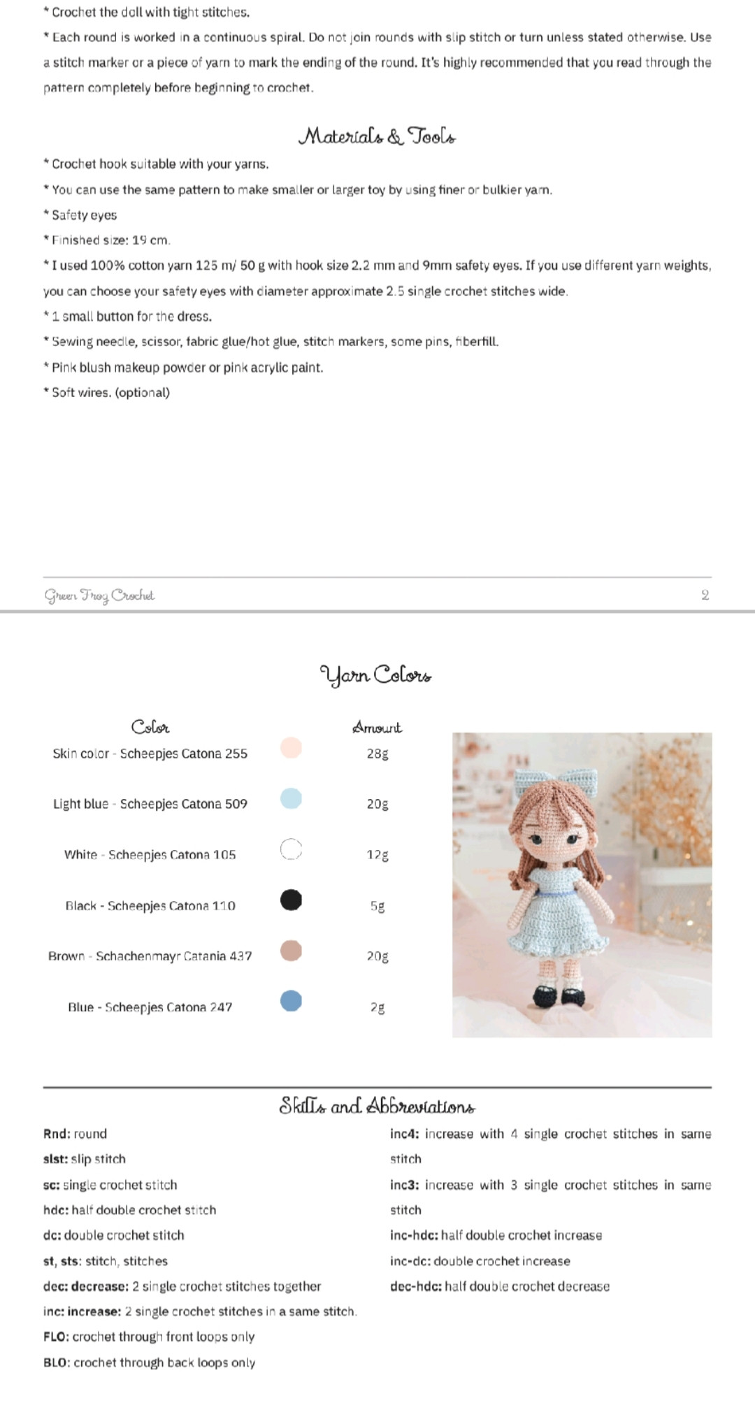 Crochet Pattern Doll Wendy - Amigurumi Girl in Blue Dress