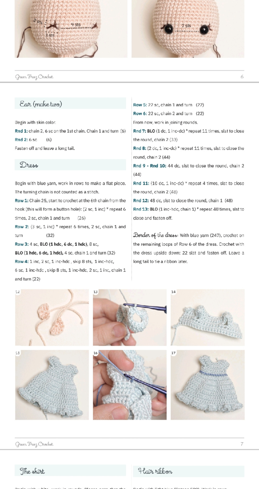 Crochet Pattern Doll Wendy - Amigurumi Girl in Blue Dress