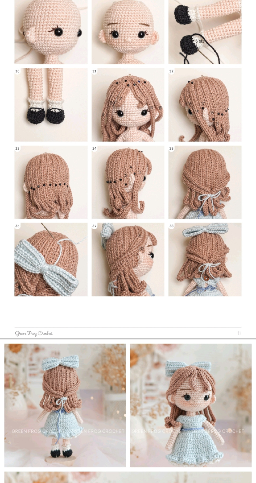 Crochet Pattern Doll Wendy - Amigurumi Girl in Blue Dress